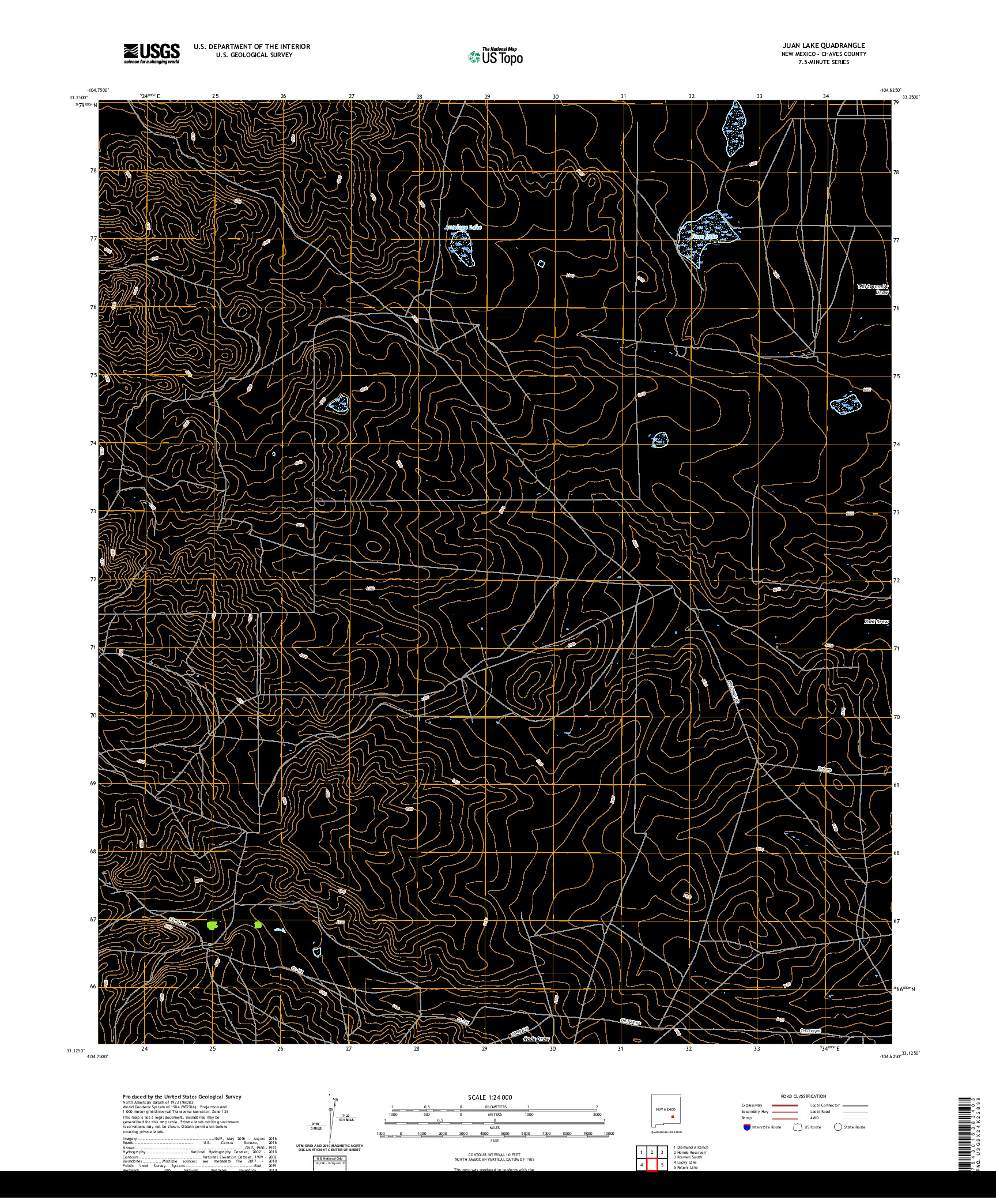 USGS US TOPO 7.5-MINUTE MAP FOR JUAN LAKE, NM 2020