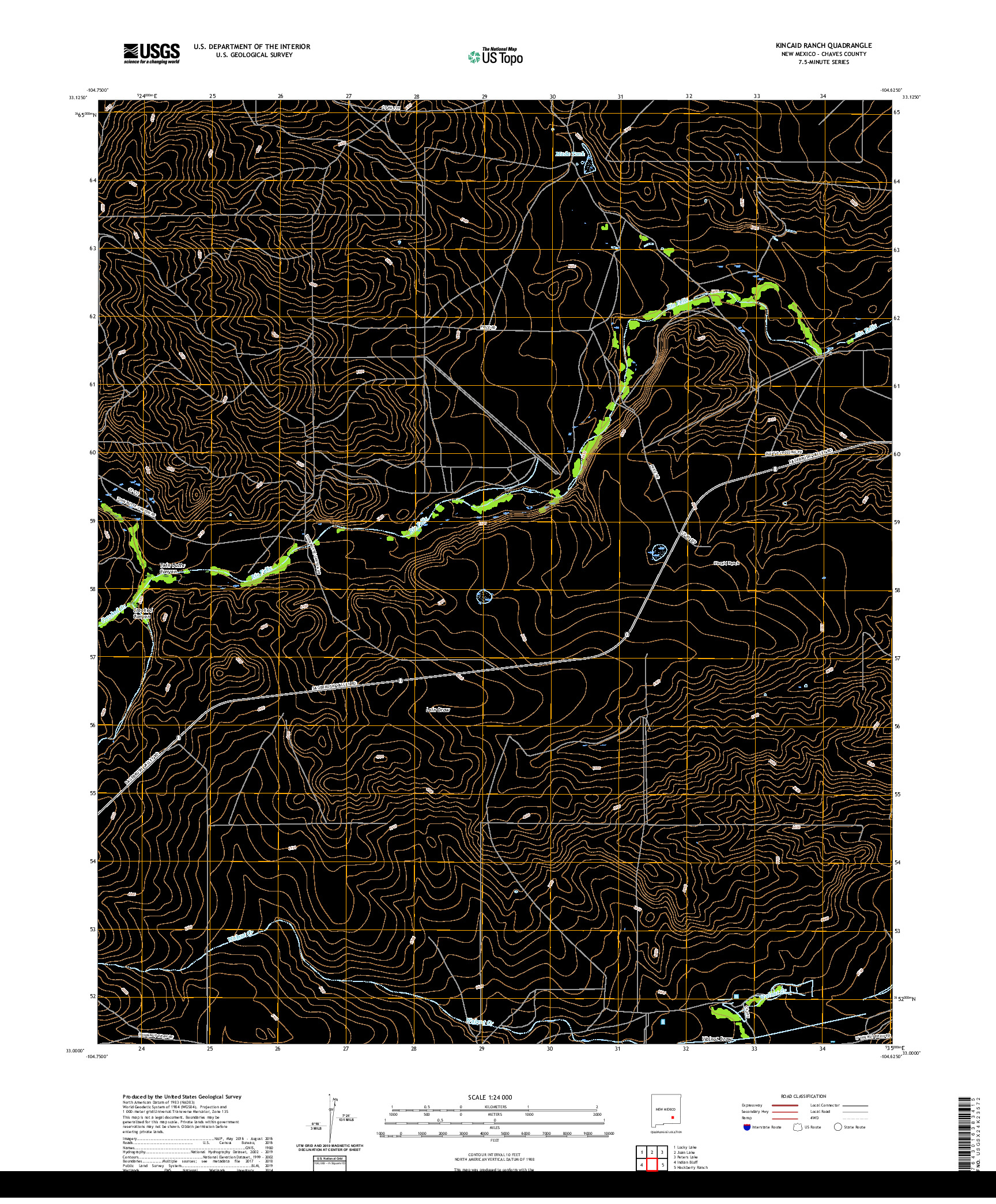 USGS US TOPO 7.5-MINUTE MAP FOR KINCAID RANCH, NM 2020