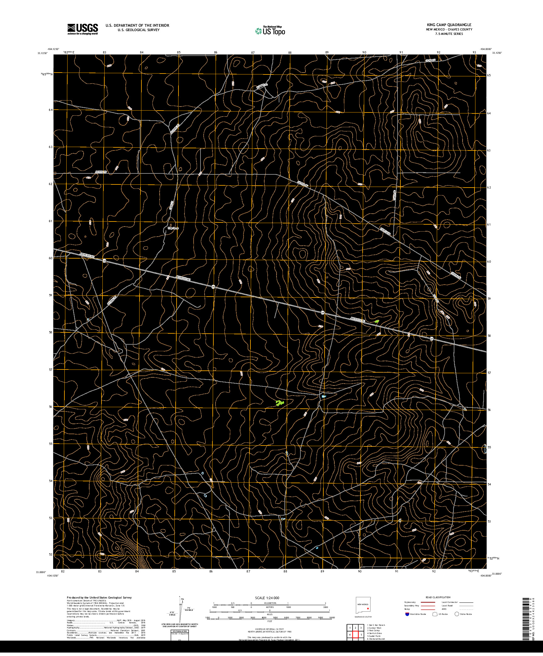 USGS US TOPO 7.5-MINUTE MAP FOR KING CAMP, NM 2020