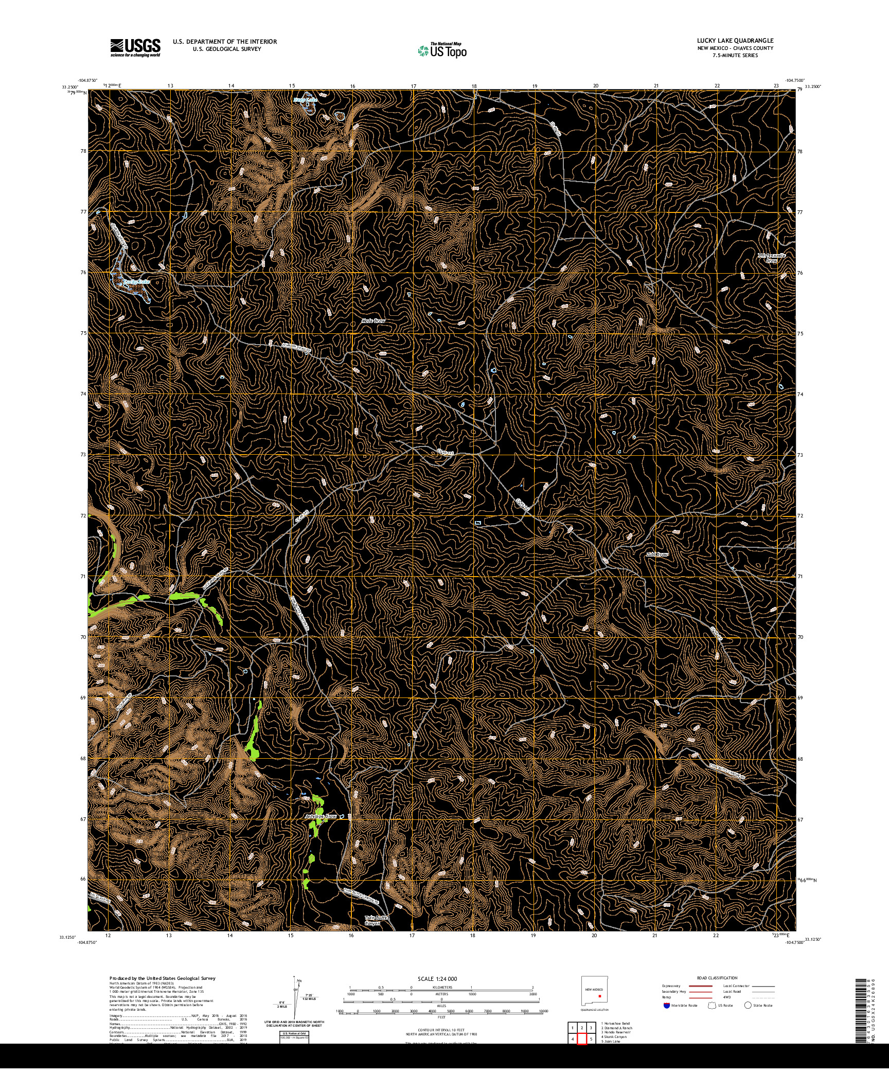 USGS US TOPO 7.5-MINUTE MAP FOR LUCKY LAKE, NM 2020