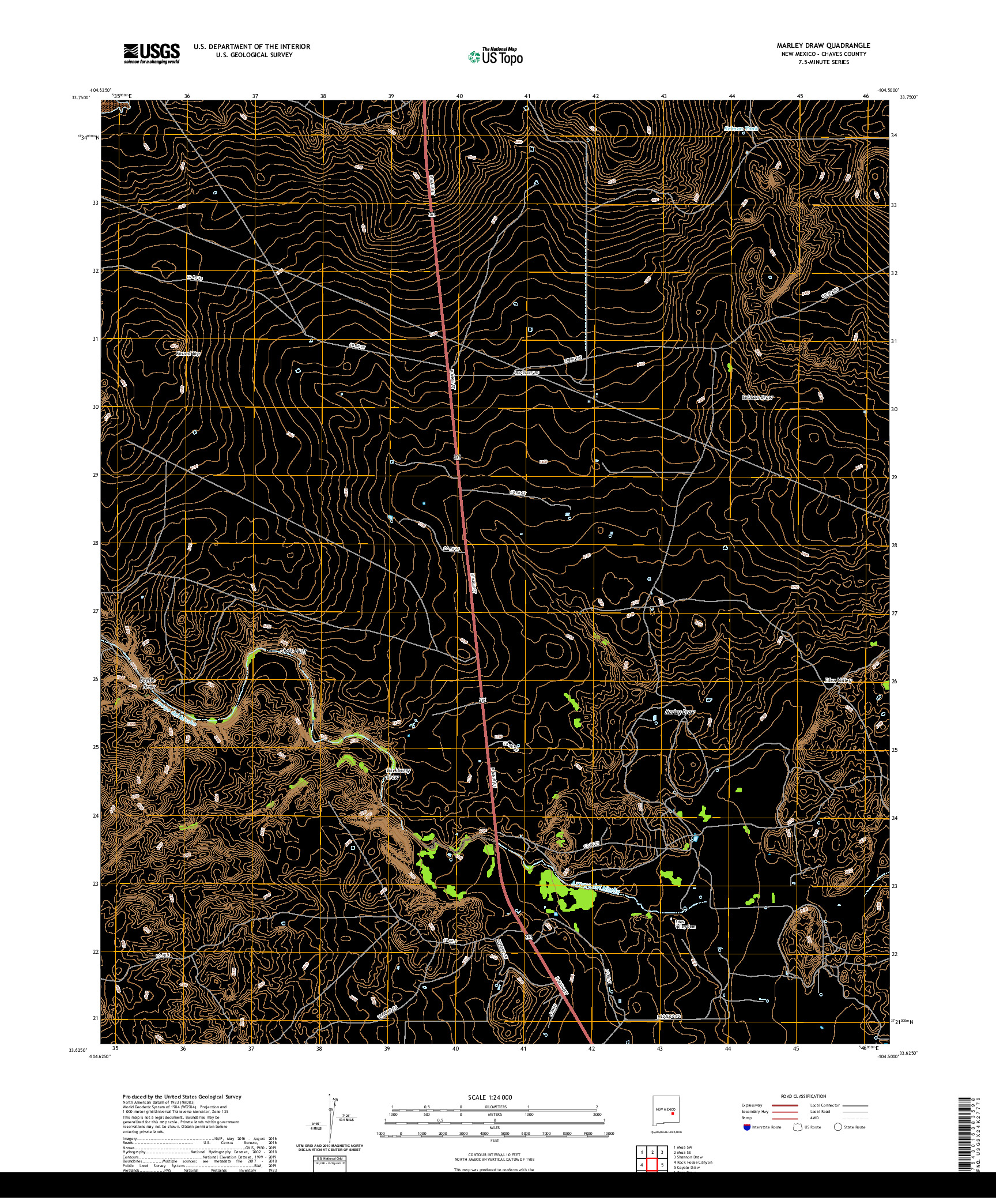 USGS US TOPO 7.5-MINUTE MAP FOR MARLEY DRAW, NM 2020