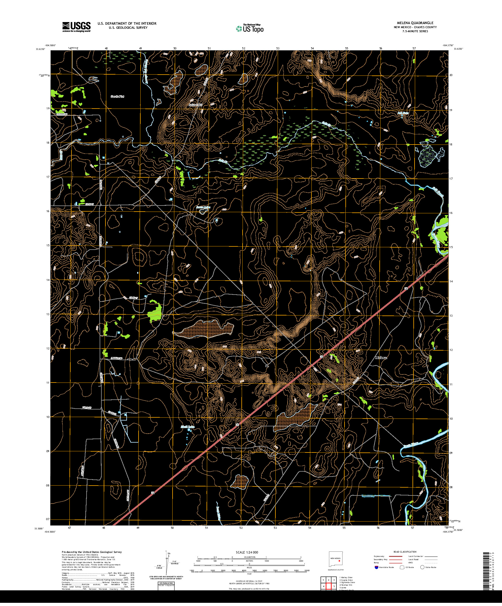 USGS US TOPO 7.5-MINUTE MAP FOR MELENA, NM 2020