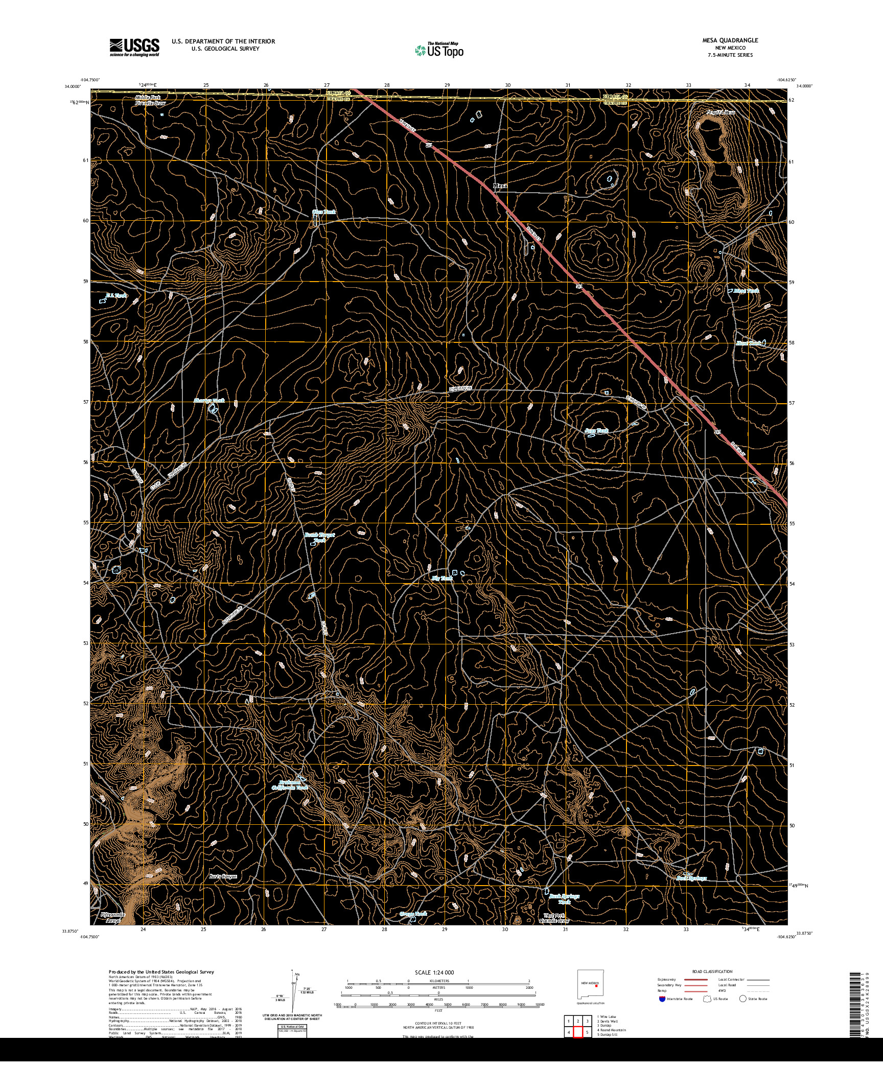 USGS US TOPO 7.5-MINUTE MAP FOR MESA, NM 2020
