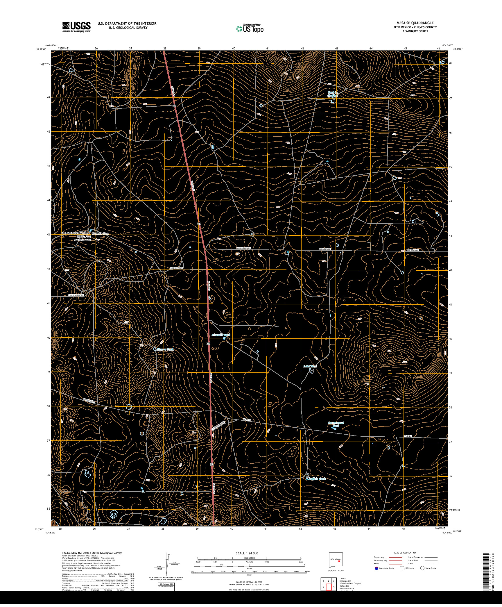 USGS US TOPO 7.5-MINUTE MAP FOR MESA SE, NM 2020