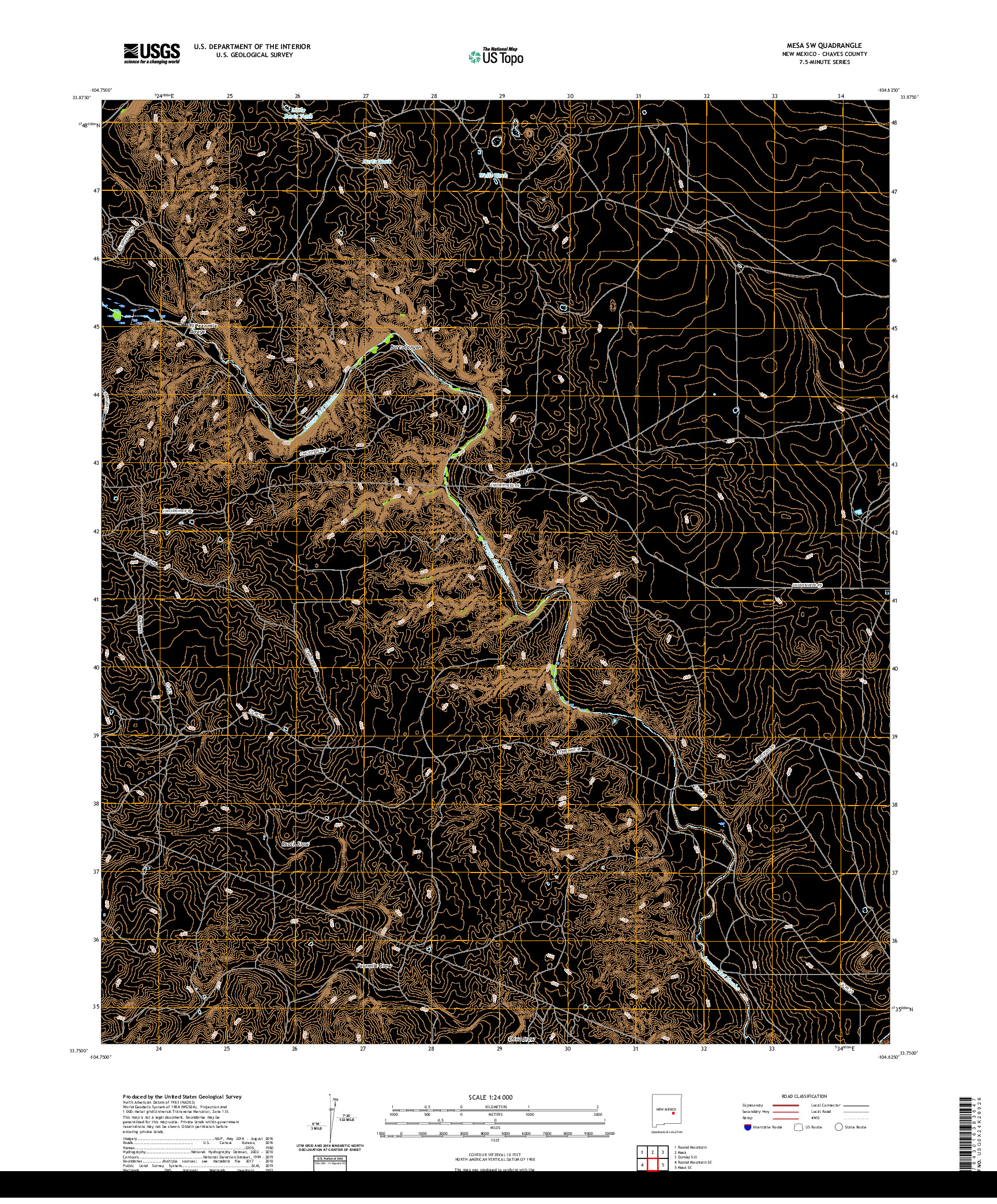 USGS US TOPO 7.5-MINUTE MAP FOR MESA SW, NM 2020
