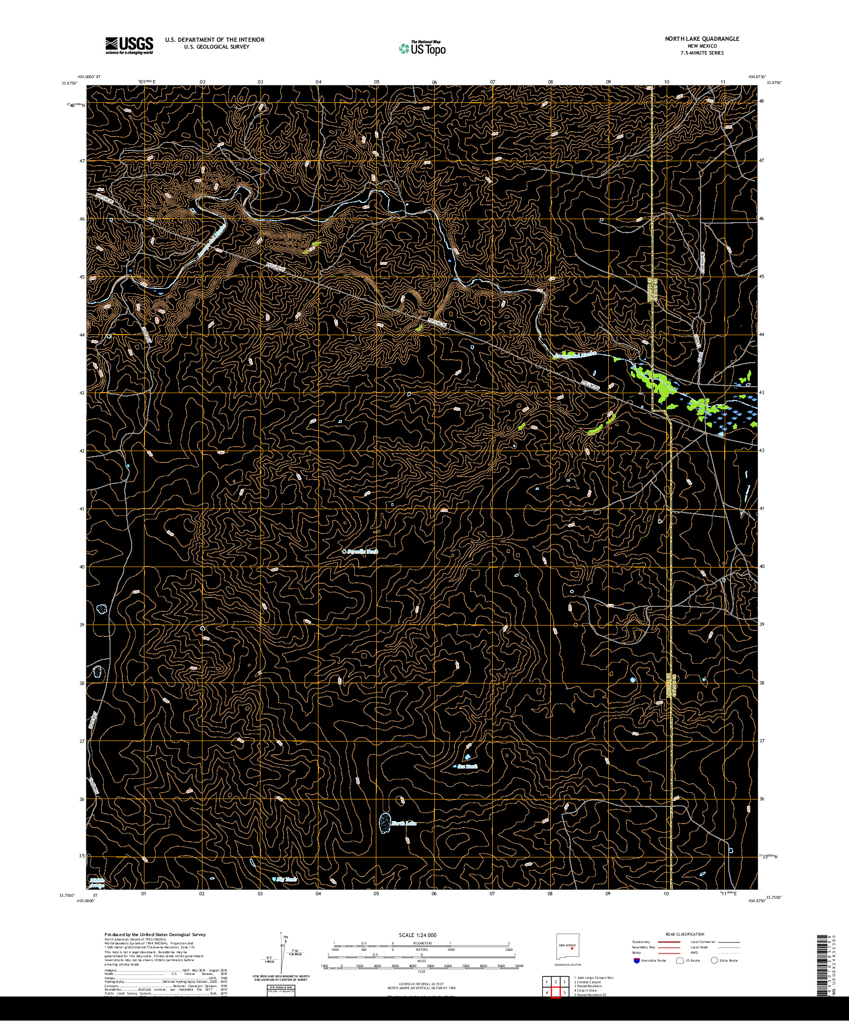 USGS US TOPO 7.5-MINUTE MAP FOR NORTH LAKE, NM 2020