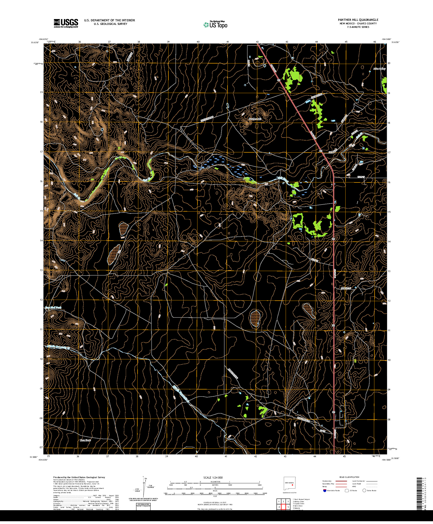 USGS US TOPO 7.5-MINUTE MAP FOR PANTHER HILL, NM 2020
