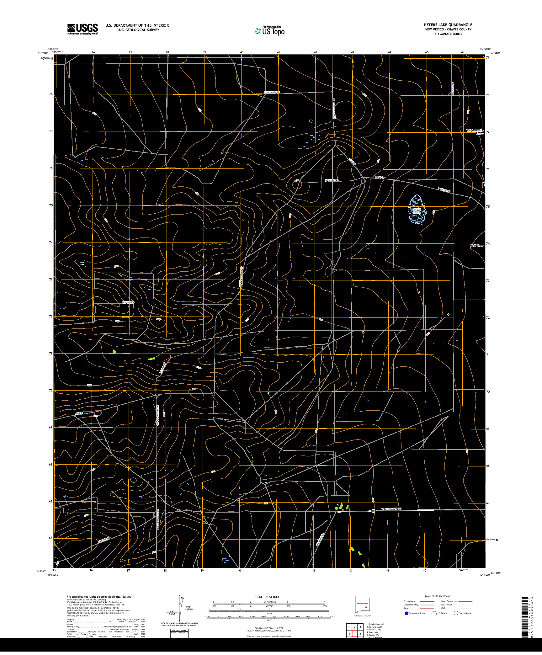 USGS US TOPO 7.5-MINUTE MAP FOR PETERS LAKE, NM 2020