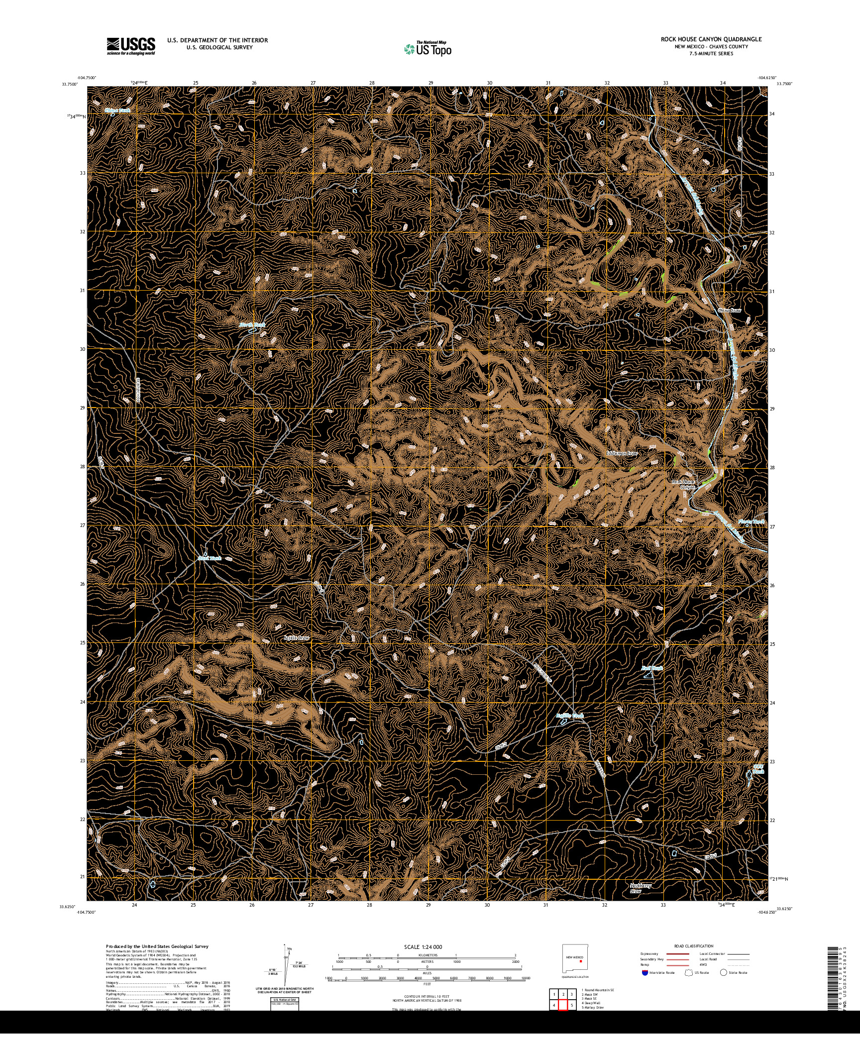 USGS US TOPO 7.5-MINUTE MAP FOR ROCK HOUSE CANYON, NM 2020