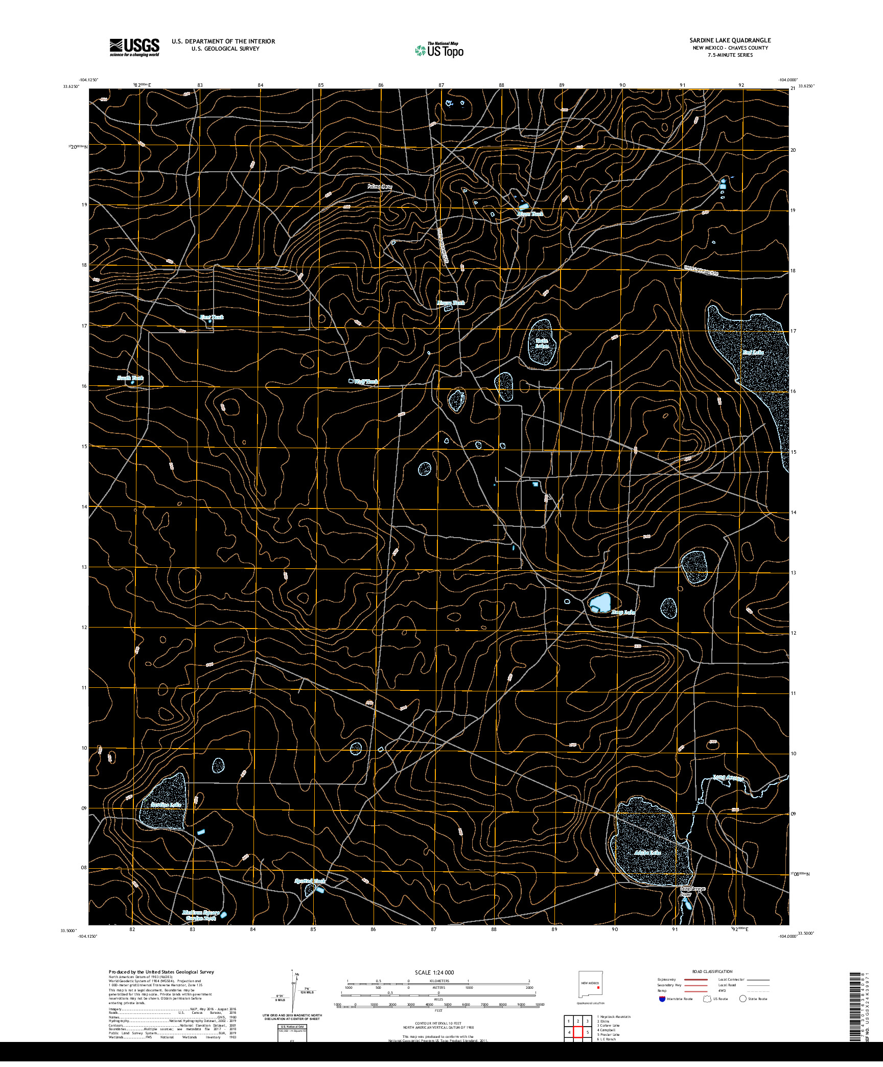 USGS US TOPO 7.5-MINUTE MAP FOR SARDINE LAKE, NM 2020