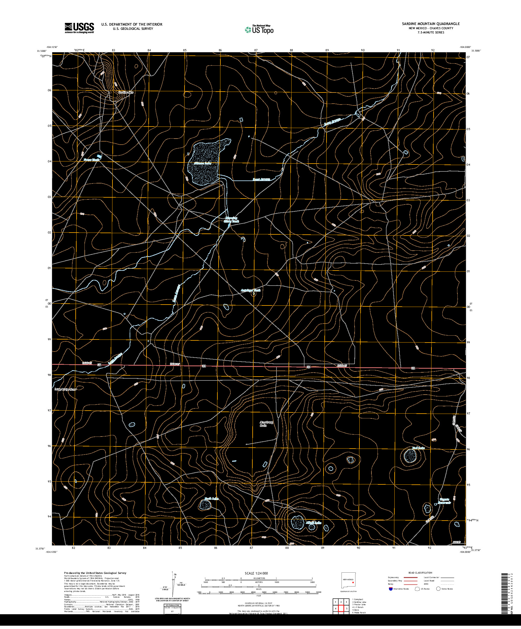 USGS US TOPO 7.5-MINUTE MAP FOR SARDINE MOUNTAIN, NM 2020