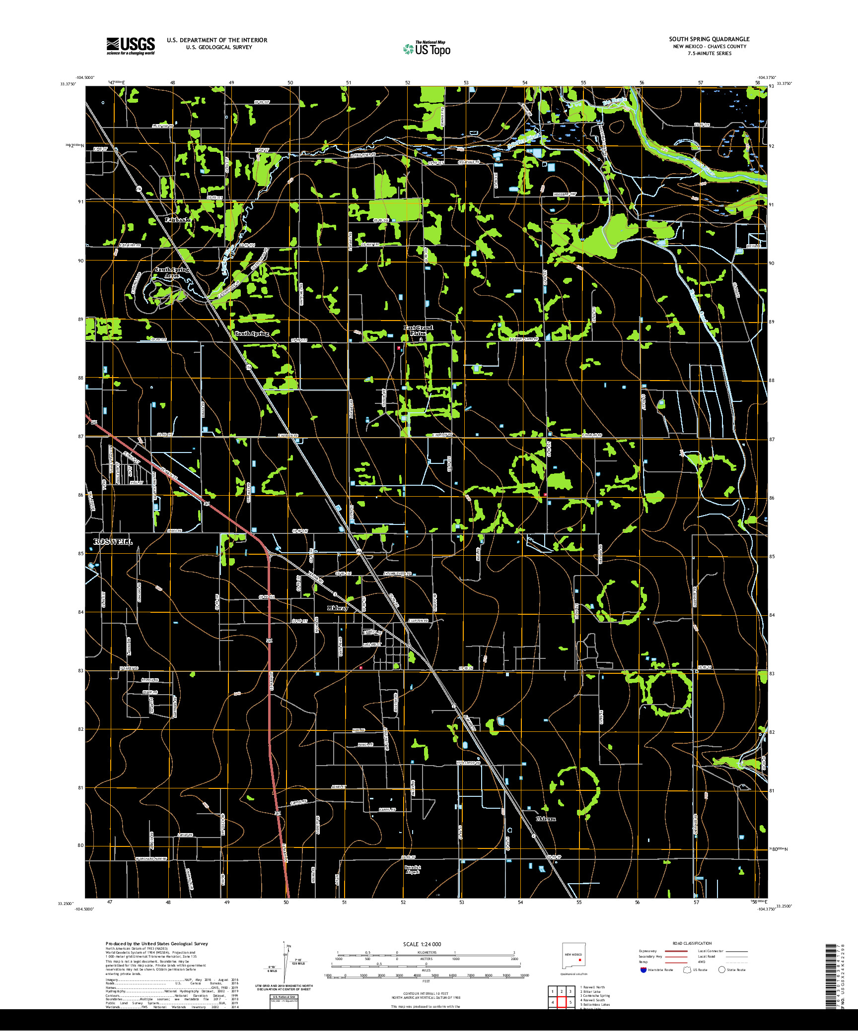 USGS US TOPO 7.5-MINUTE MAP FOR SOUTH SPRING, NM 2020