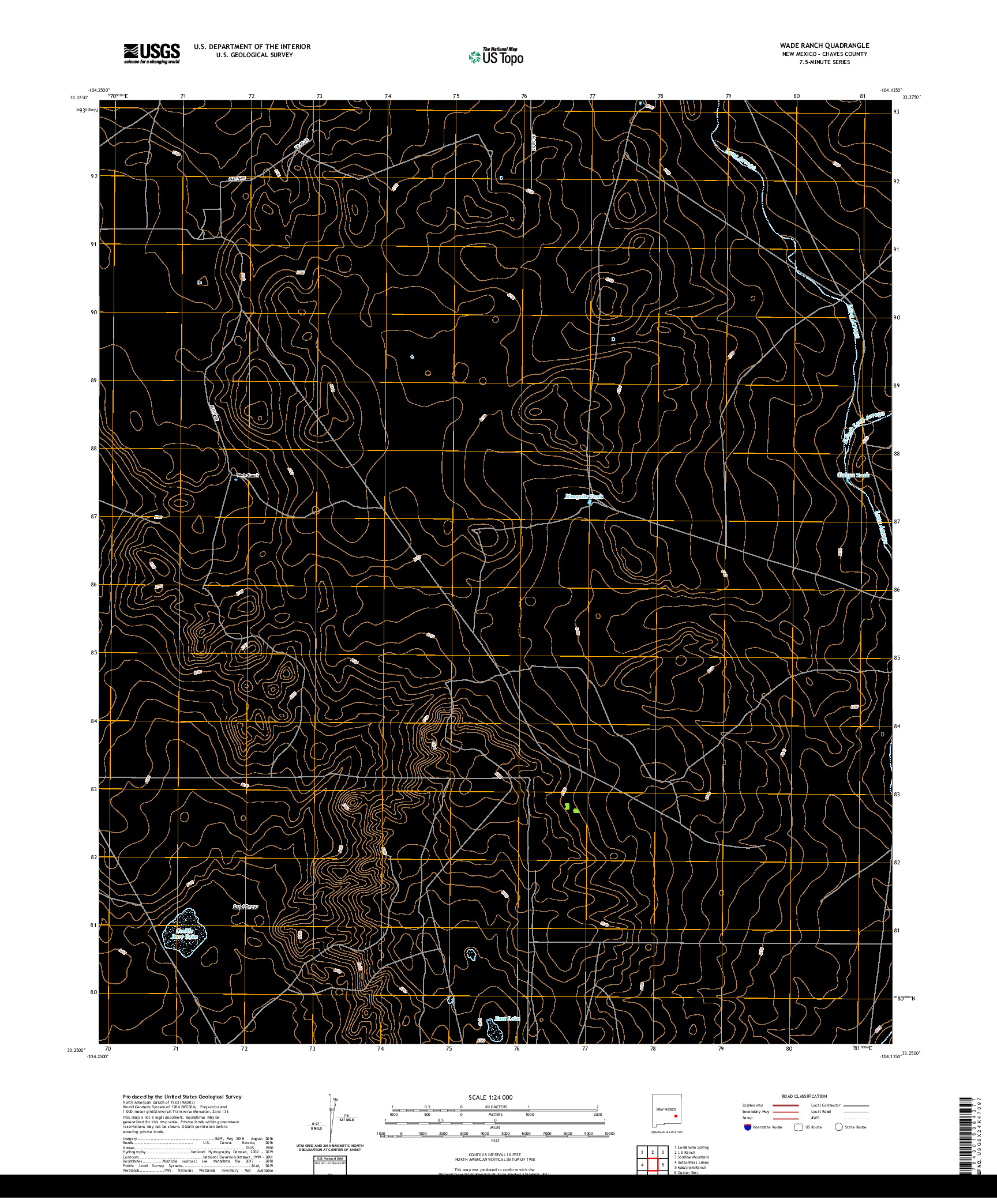USGS US TOPO 7.5-MINUTE MAP FOR WADE RANCH, NM 2020