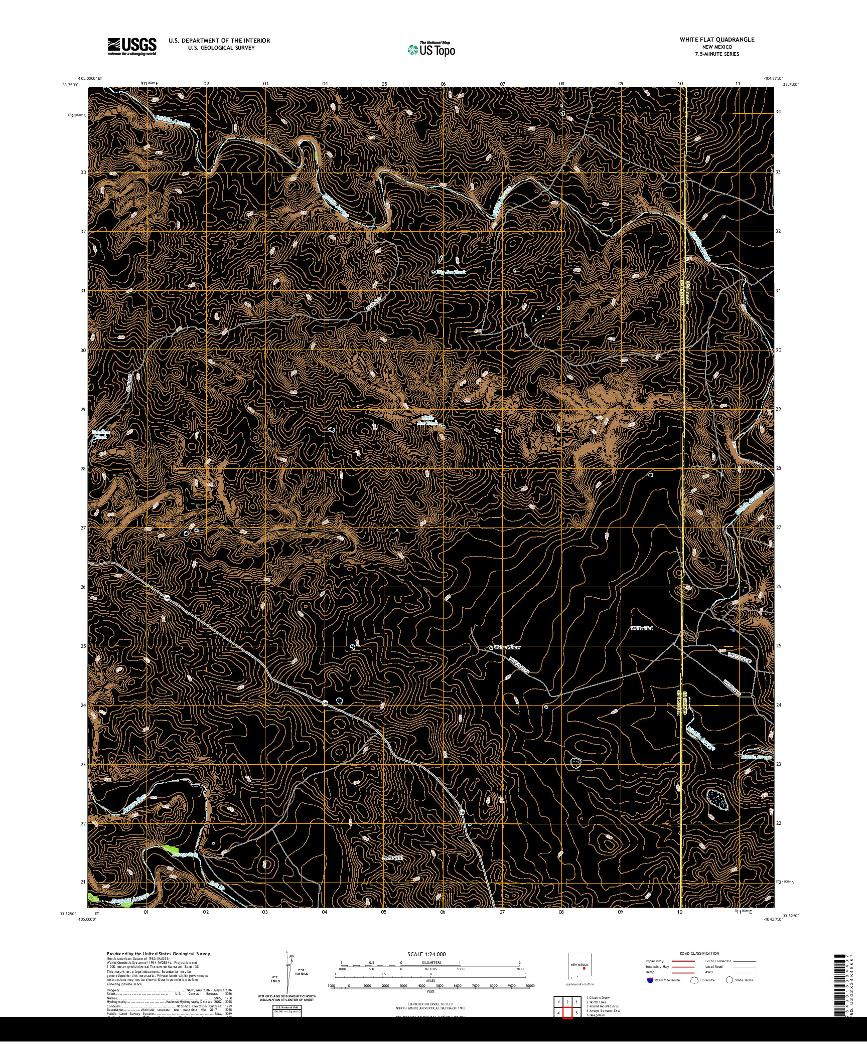 USGS US TOPO 7.5-MINUTE MAP FOR WHITE FLAT, NM 2020