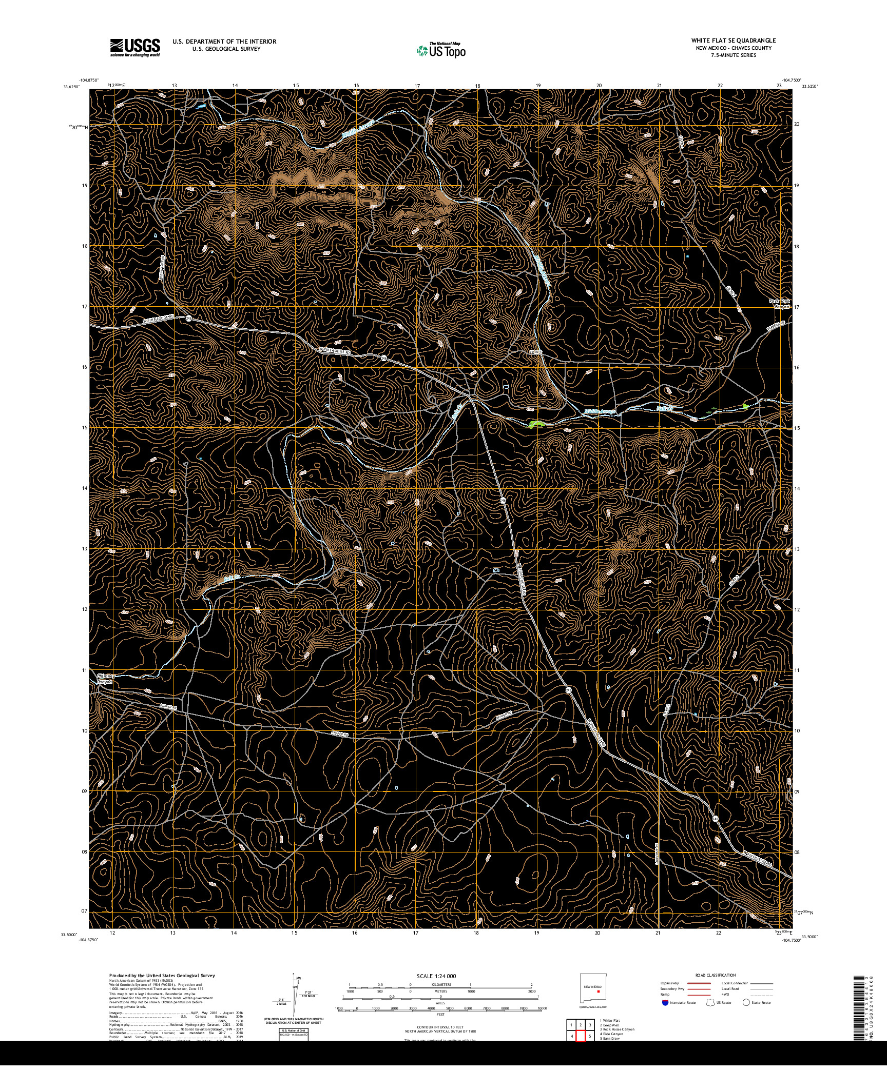 USGS US TOPO 7.5-MINUTE MAP FOR WHITE FLAT SE, NM 2020