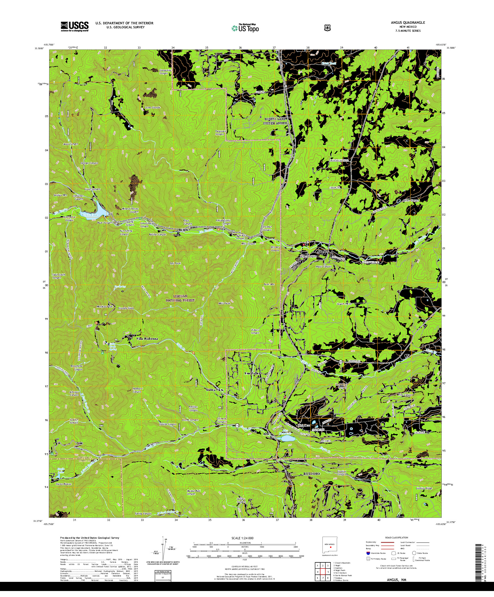 USGS US TOPO 7.5-MINUTE MAP FOR ANGUS, NM 2020