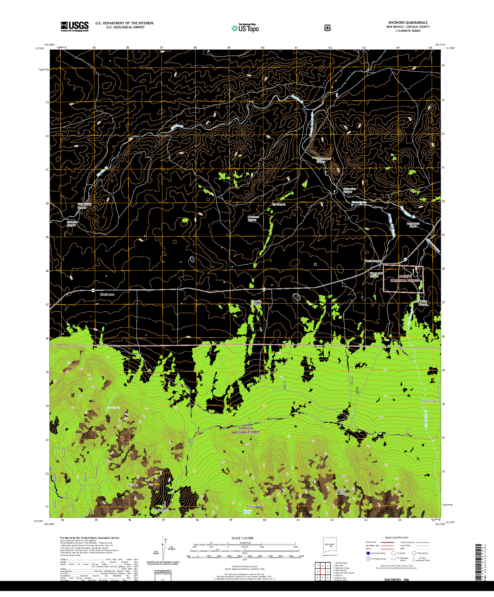 USGS US TOPO 7.5-MINUTE MAP FOR ENCINOSO, NM 2020