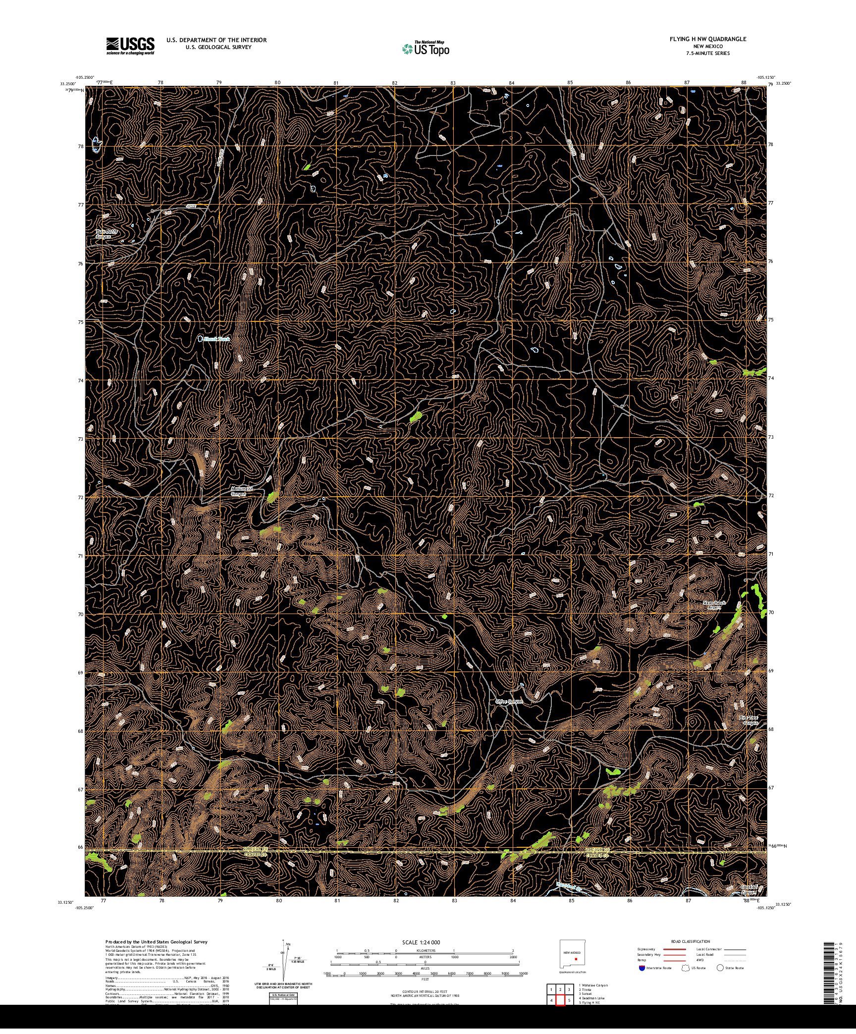 USGS US TOPO 7.5-MINUTE MAP FOR FLYING H NW, NM 2020