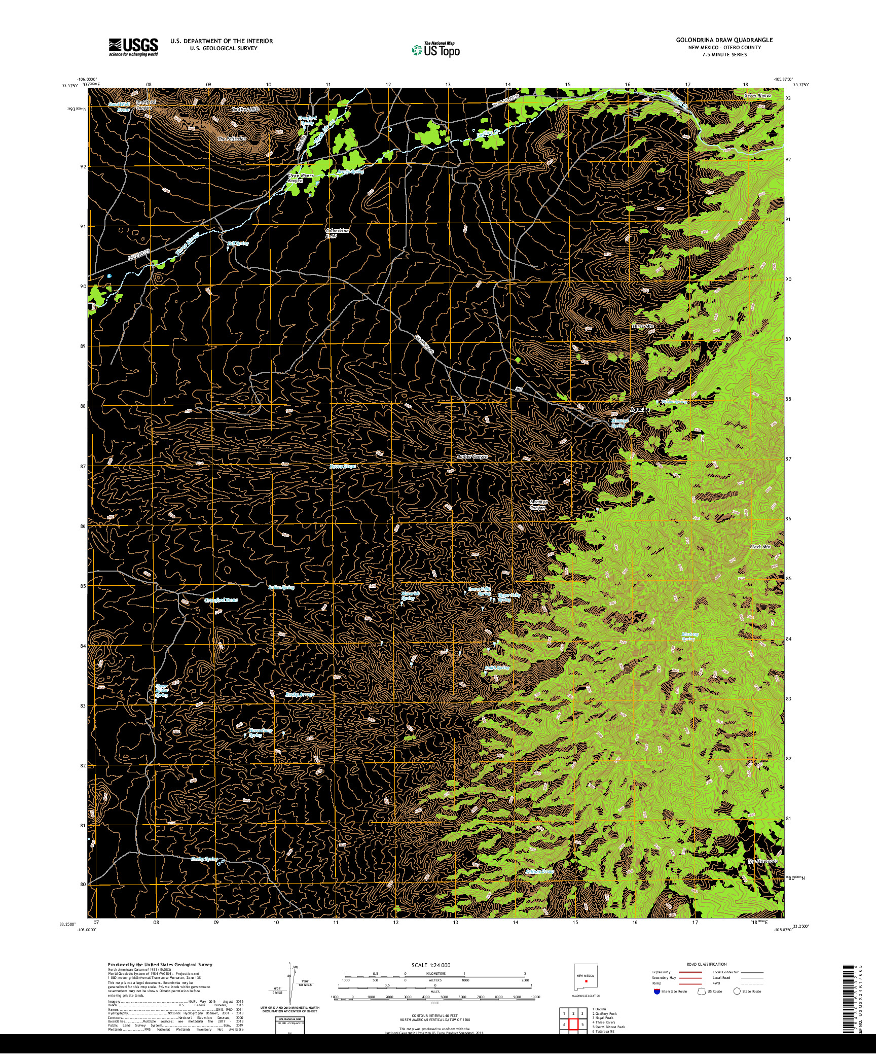 USGS US TOPO 7.5-MINUTE MAP FOR GOLONDRINA DRAW, NM 2020