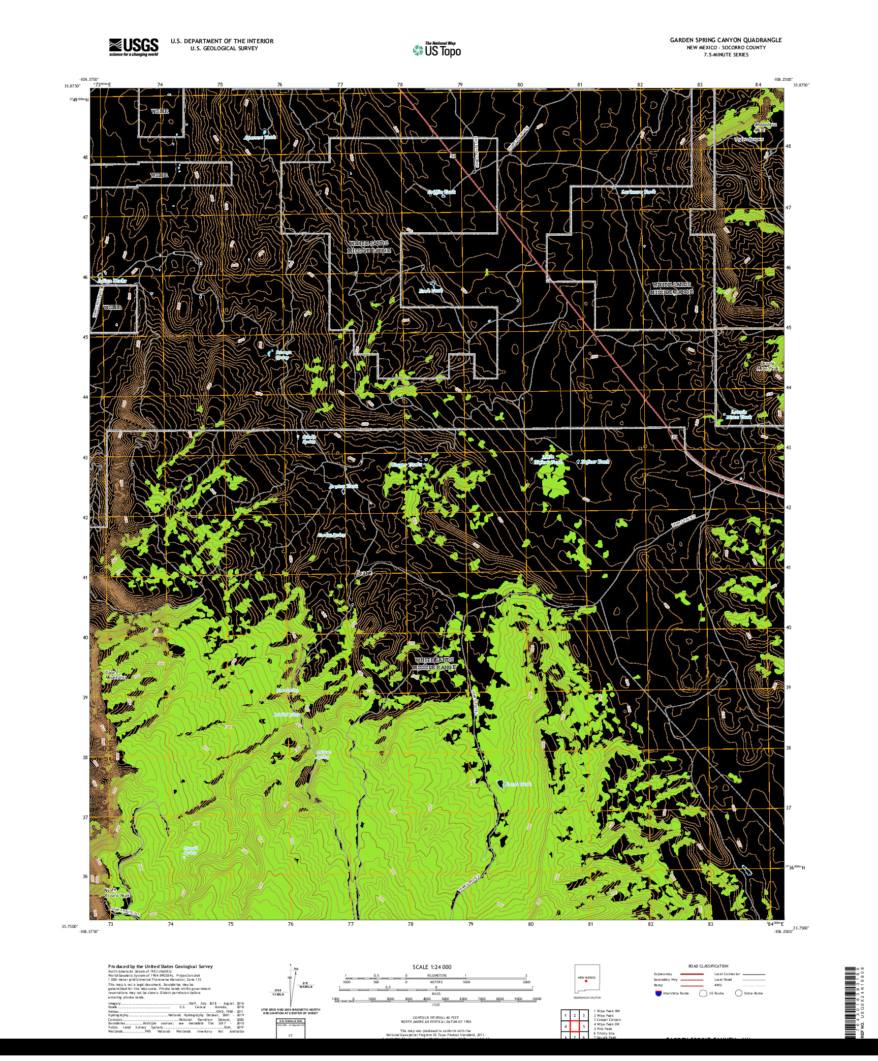 USGS US TOPO 7.5-MINUTE MAP FOR GARDEN SPRING CANYON, NM 2020