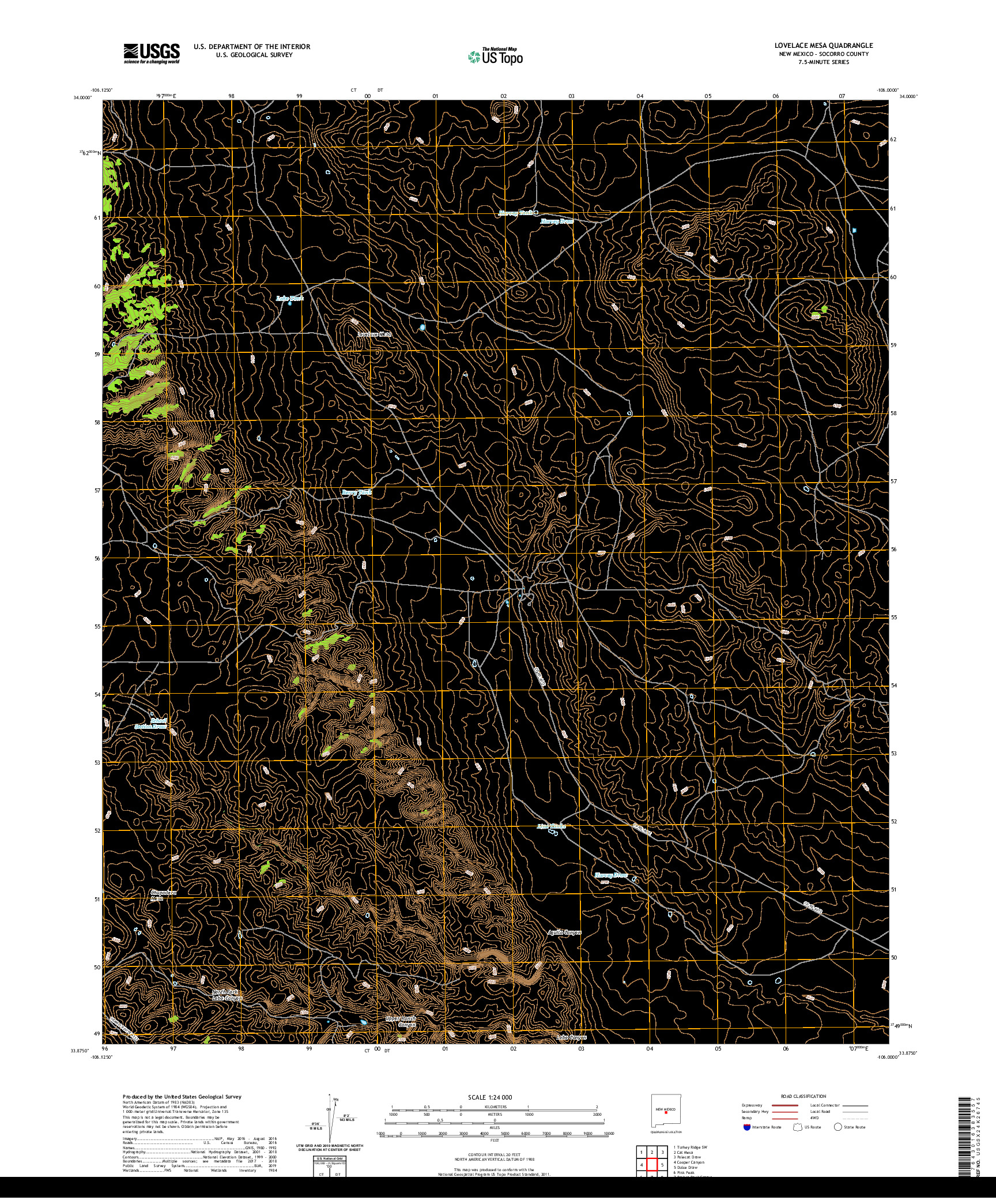 USGS US TOPO 7.5-MINUTE MAP FOR LOVELACE MESA, NM 2020