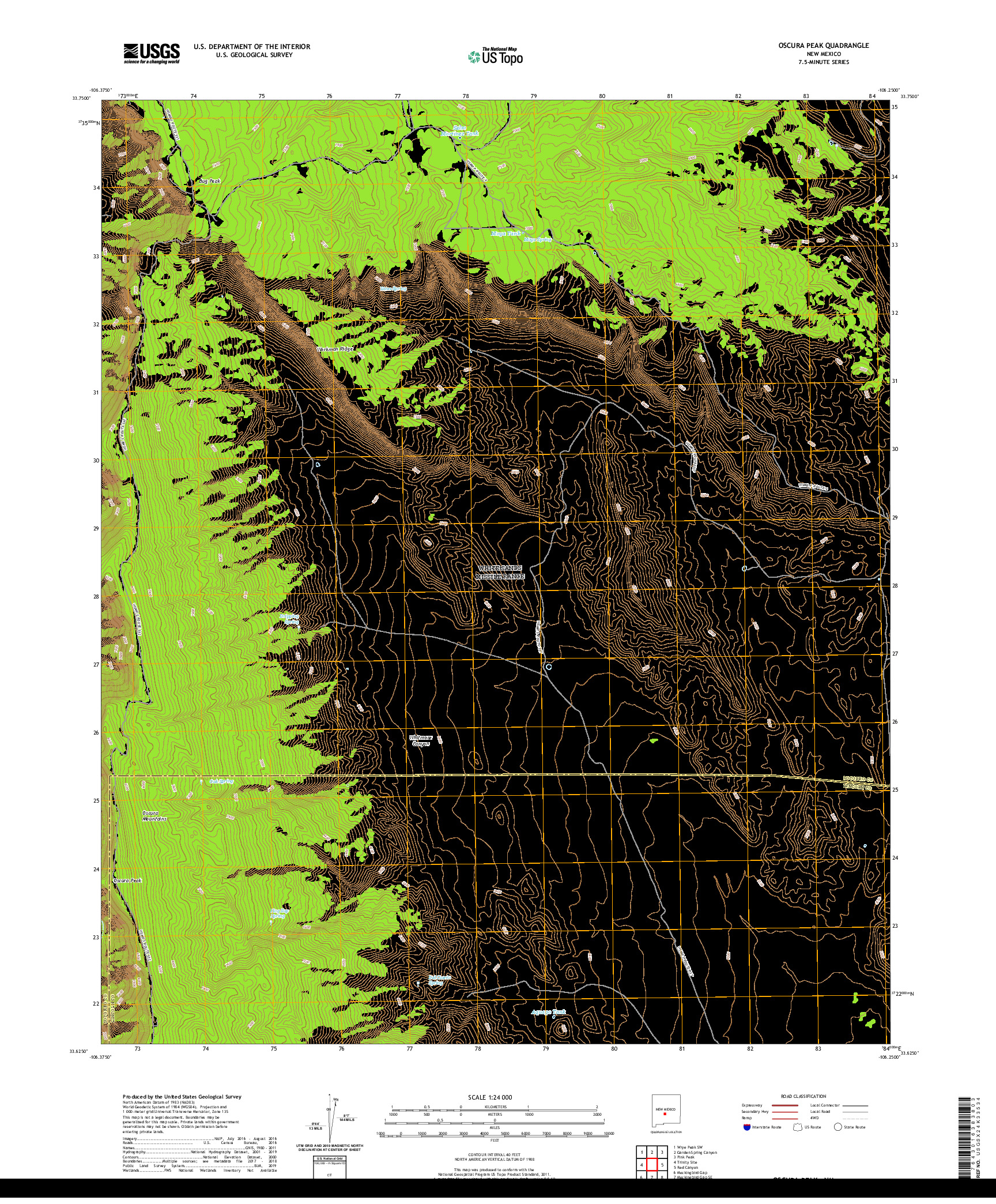 USGS US TOPO 7.5-MINUTE MAP FOR OSCURA PEAK, NM 2020