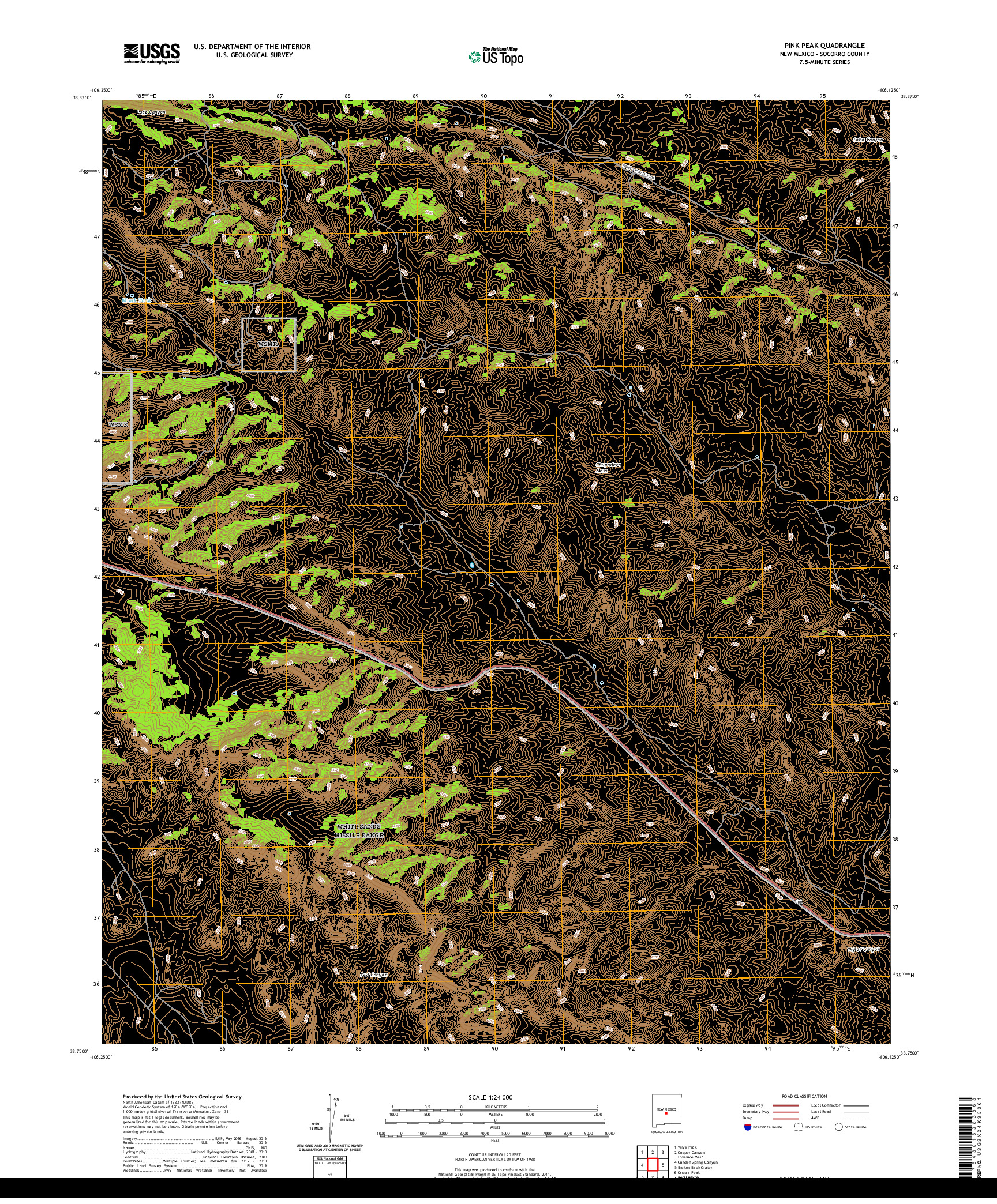 USGS US TOPO 7.5-MINUTE MAP FOR PINK PEAK, NM 2020