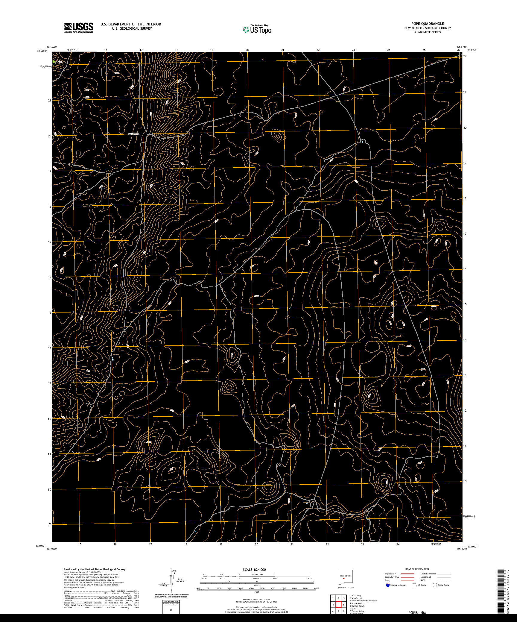 USGS US TOPO 7.5-MINUTE MAP FOR POPE, NM 2020