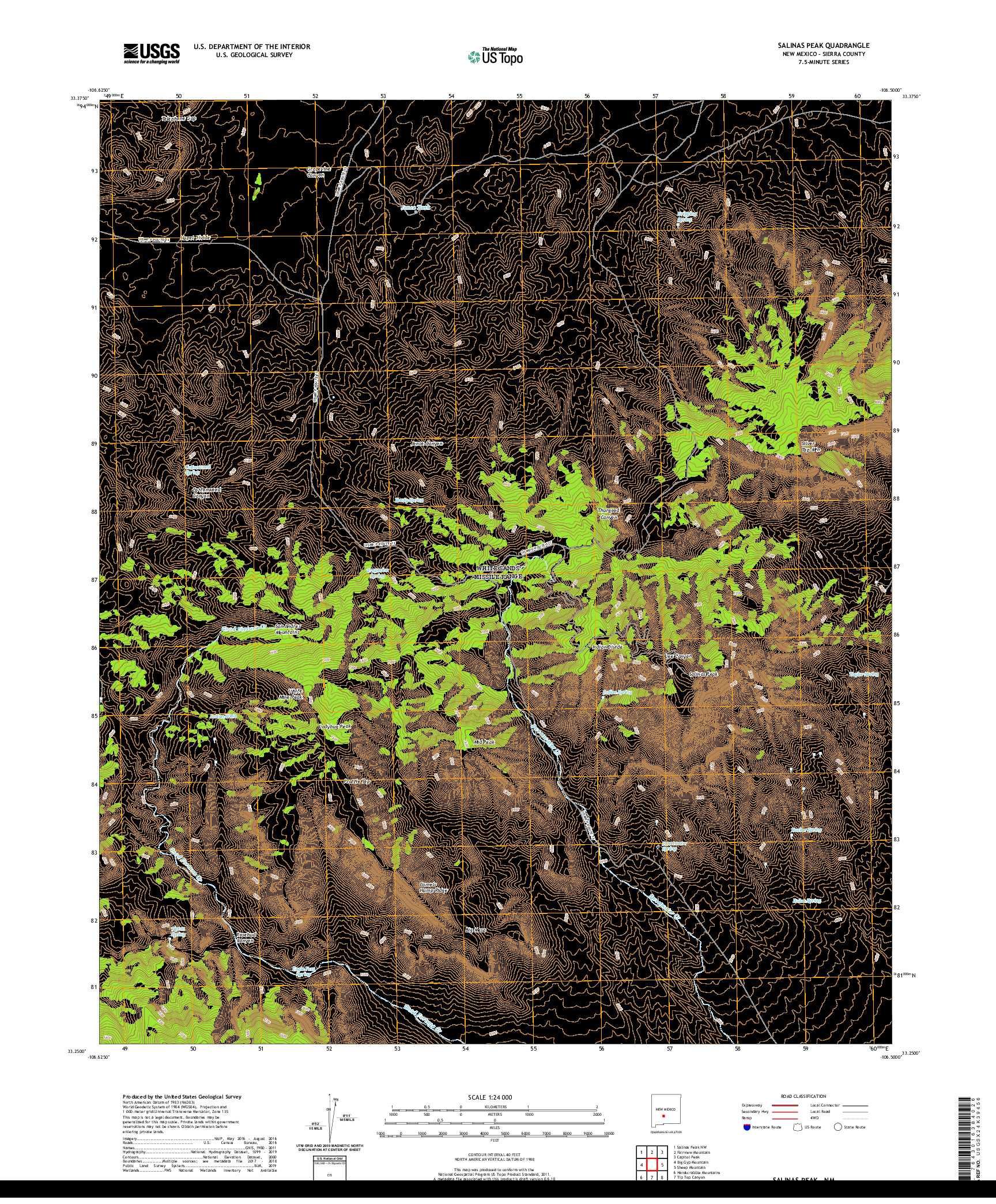 USGS US TOPO 7.5-MINUTE MAP FOR SALINAS PEAK, NM 2020