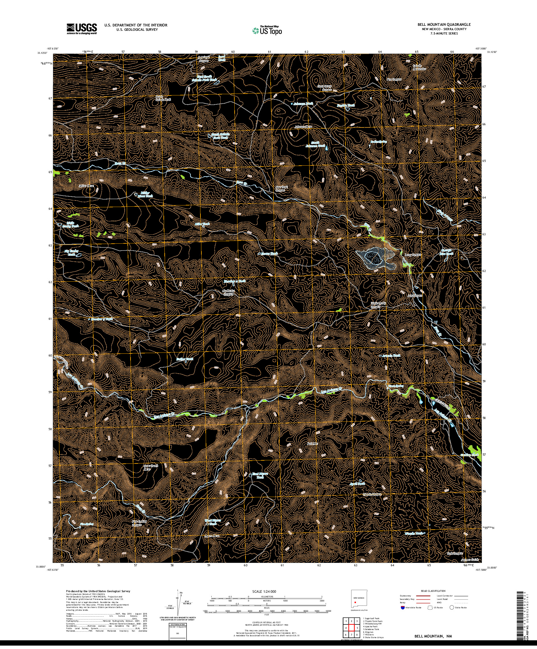USGS US TOPO 7.5-MINUTE MAP FOR BELL MOUNTAIN, NM 2020