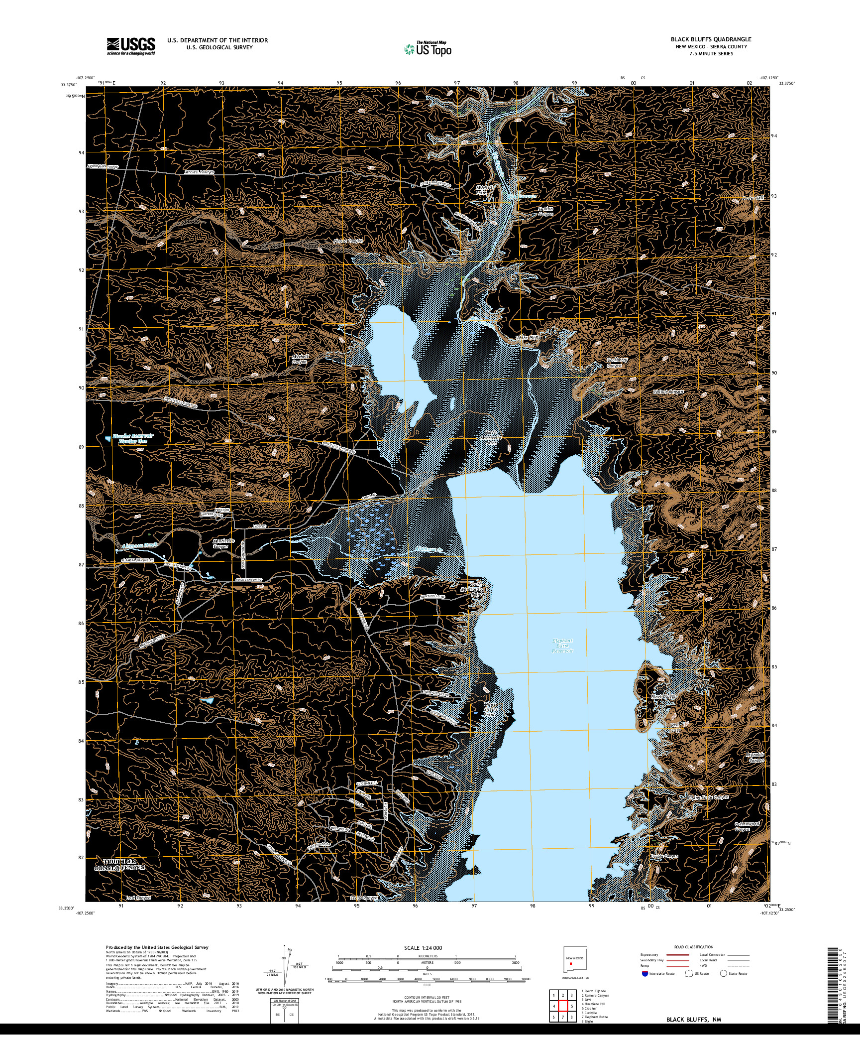 USGS US TOPO 7.5-MINUTE MAP FOR BLACK BLUFFS, NM 2020