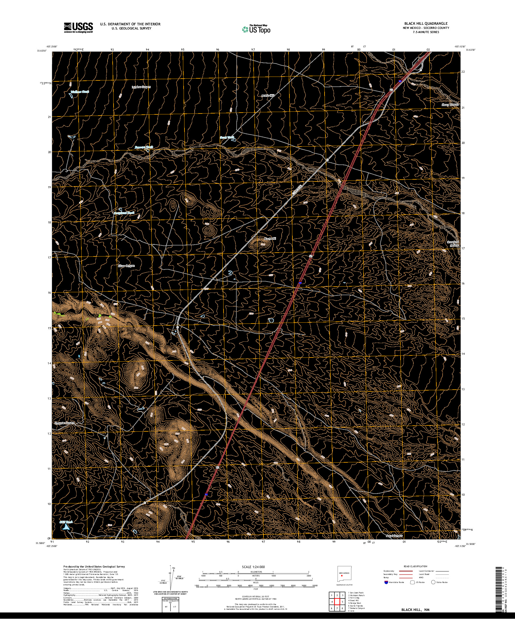 USGS US TOPO 7.5-MINUTE MAP FOR BLACK HILL, NM 2020
