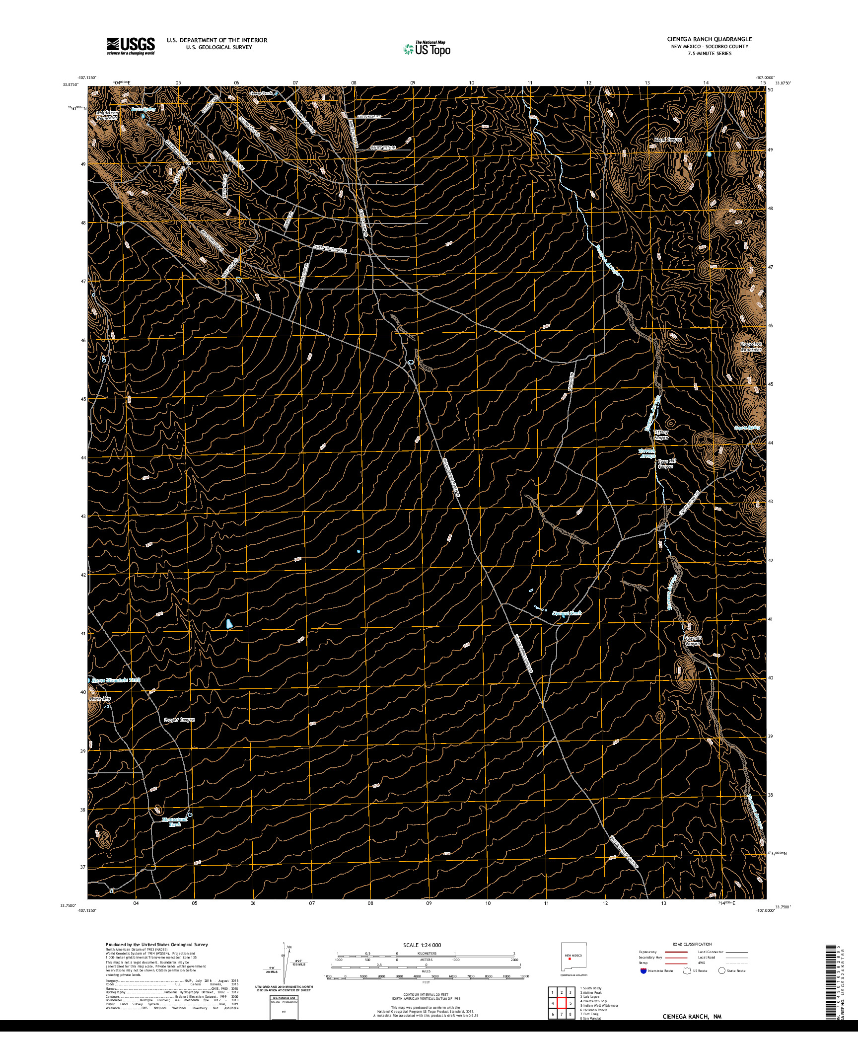 USGS US TOPO 7.5-MINUTE MAP FOR CIENEGA RANCH, NM 2020