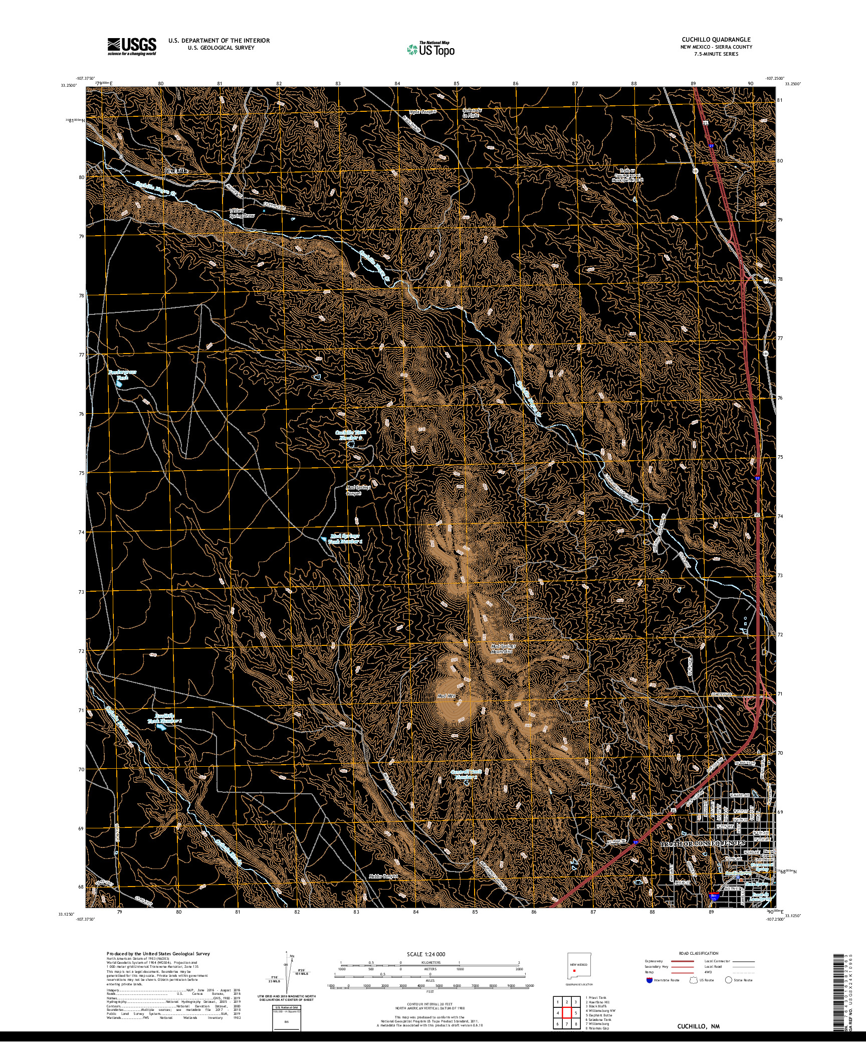USGS US TOPO 7.5-MINUTE MAP FOR CUCHILLO, NM 2020