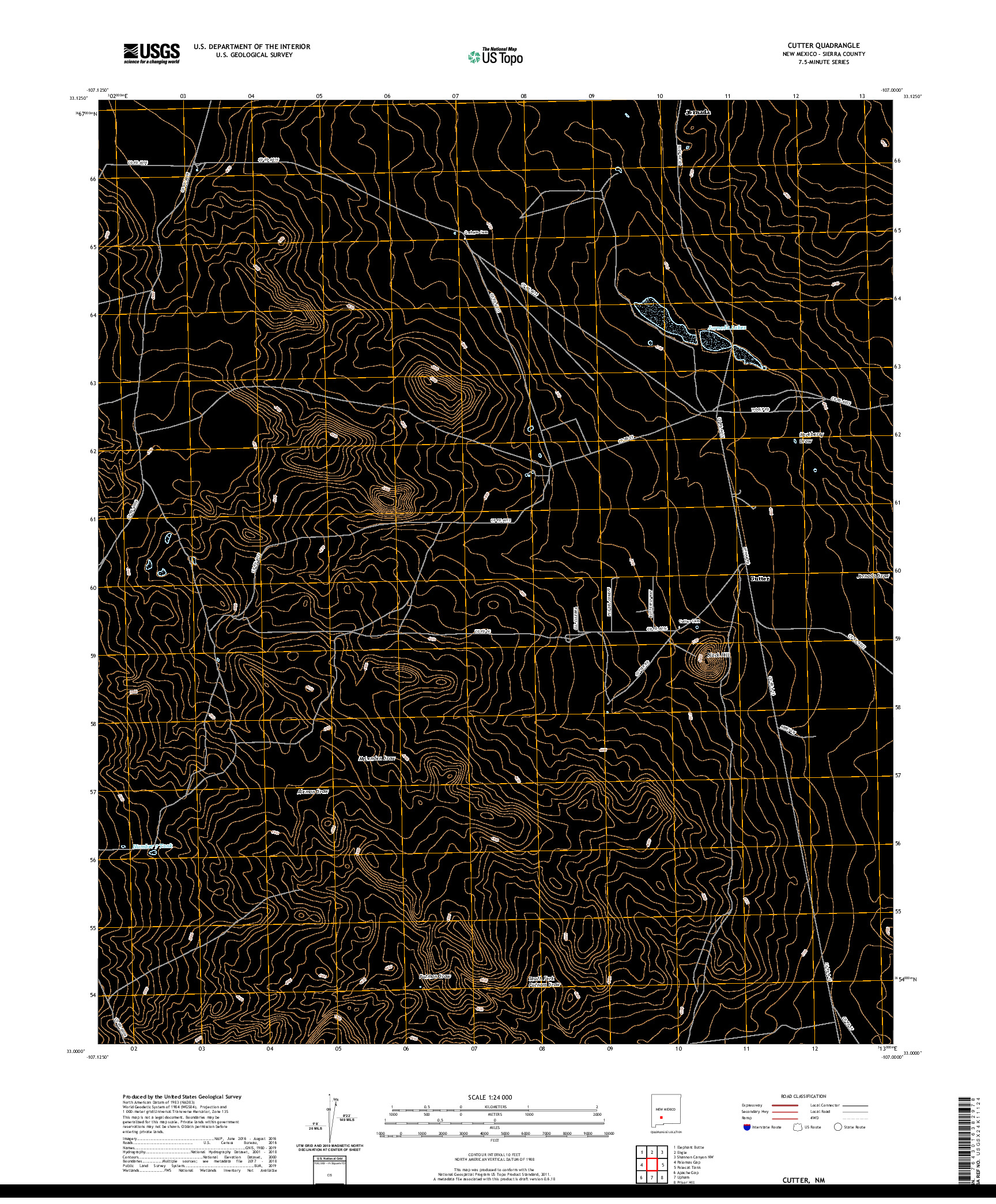 USGS US TOPO 7.5-MINUTE MAP FOR CUTTER, NM 2020