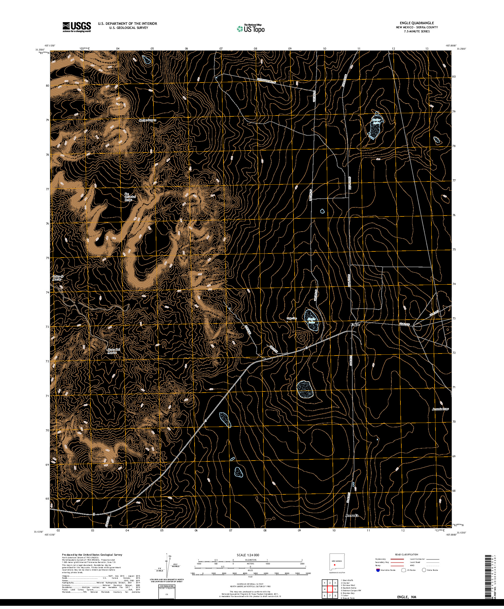 USGS US TOPO 7.5-MINUTE MAP FOR ENGLE, NM 2020
