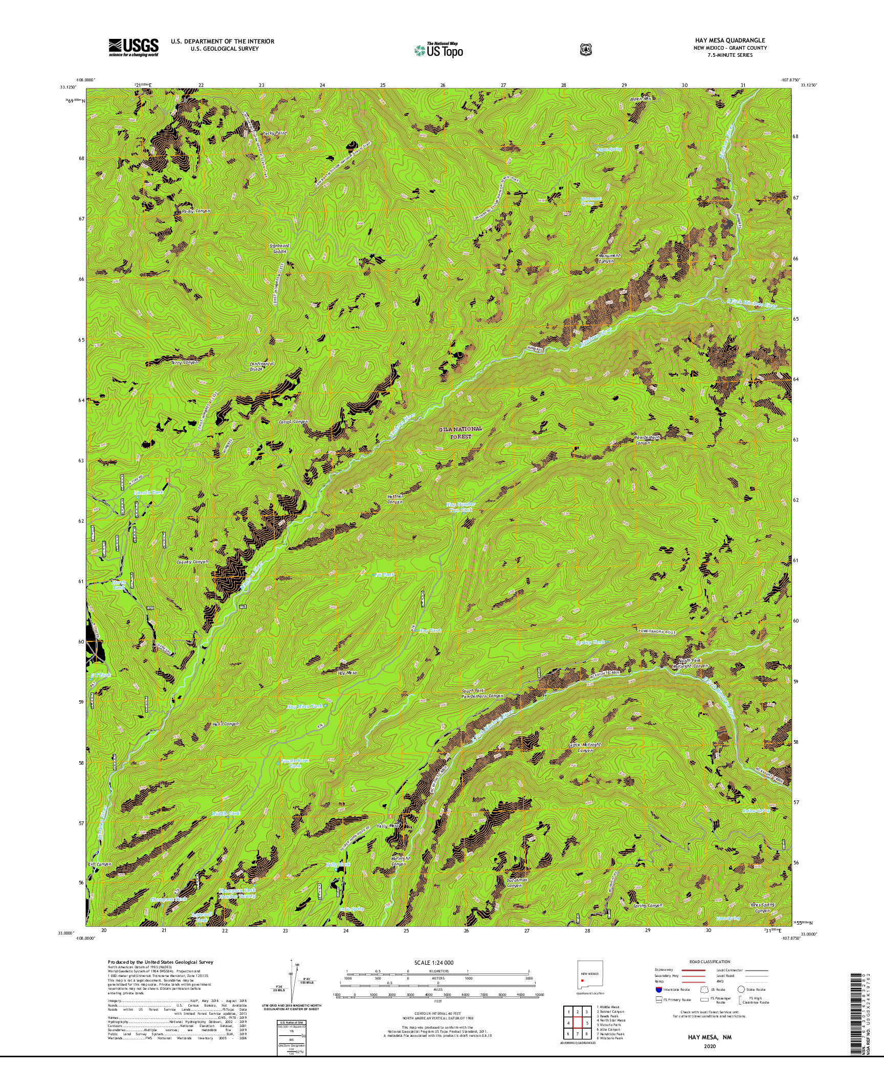 USGS US TOPO 7.5-MINUTE MAP FOR HAY MESA, NM 2020