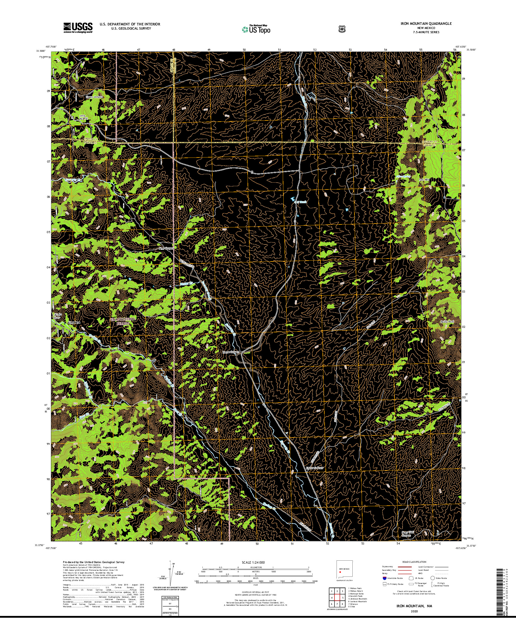 USGS US TOPO 7.5-MINUTE MAP FOR IRON MOUNTAIN, NM 2020