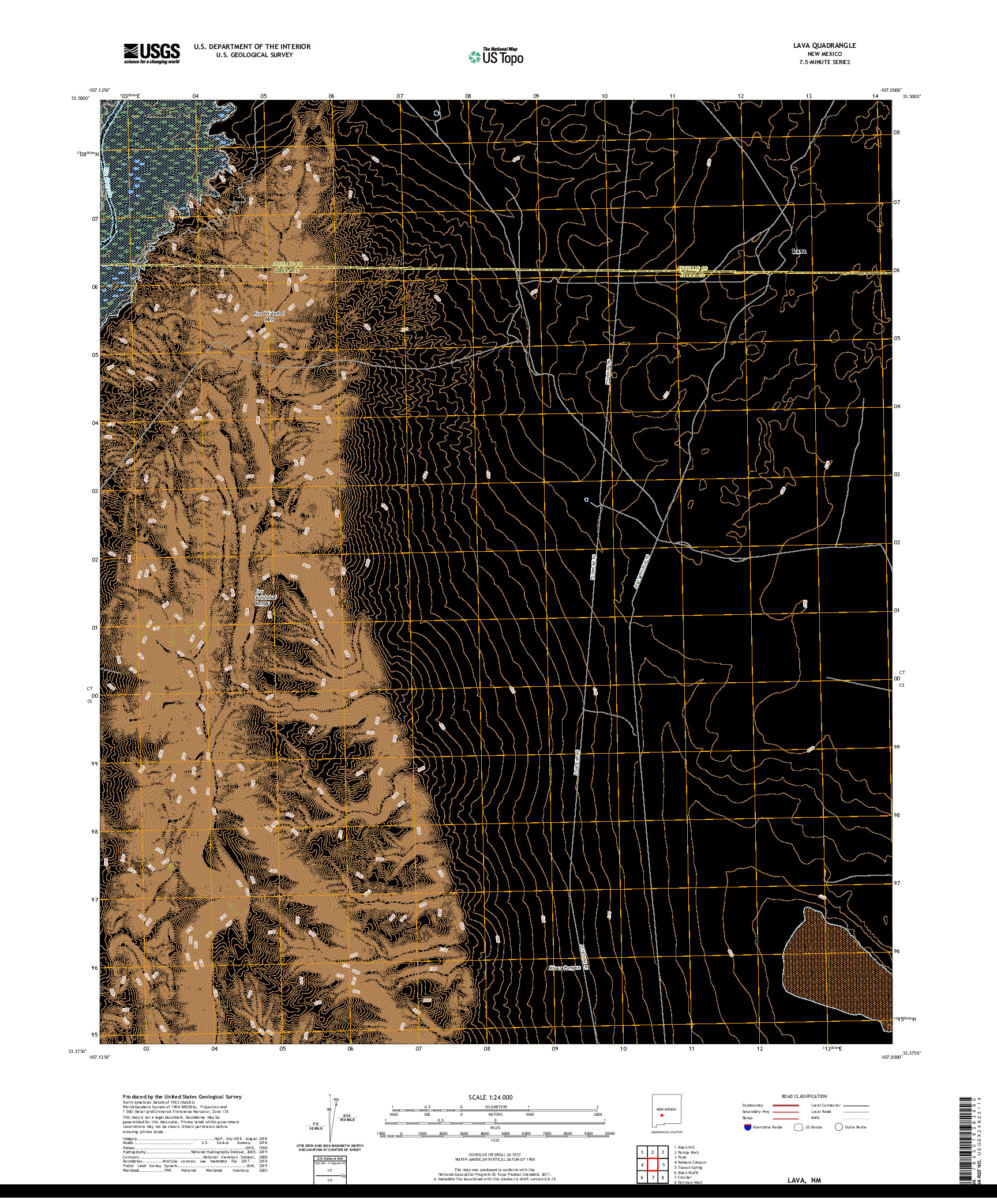 USGS US TOPO 7.5-MINUTE MAP FOR LAVA, NM 2020