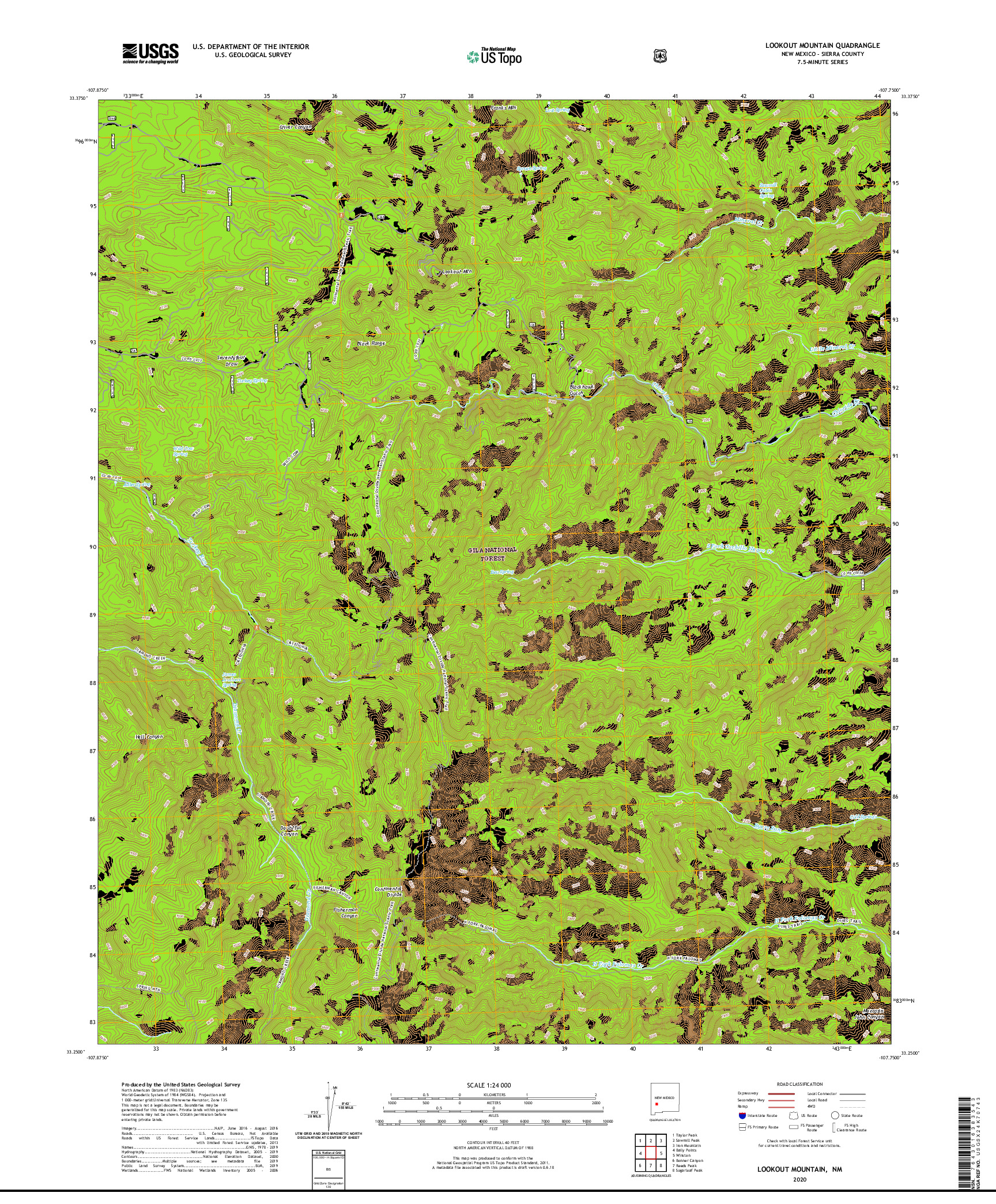 USGS US TOPO 7.5-MINUTE MAP FOR LOOKOUT MOUNTAIN, NM 2020