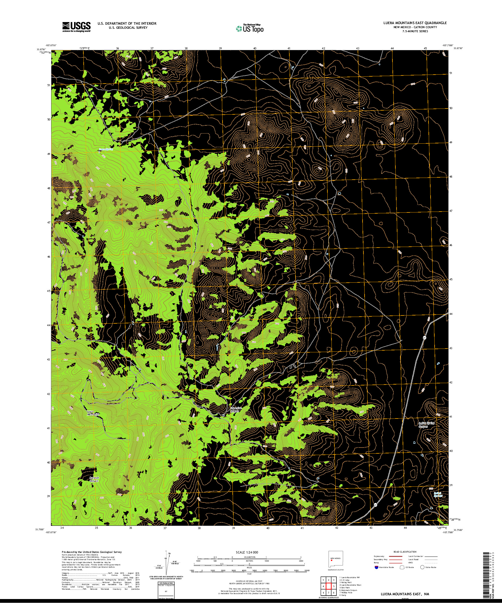 USGS US TOPO 7.5-MINUTE MAP FOR LUERA MOUNTAINS EAST, NM 2020