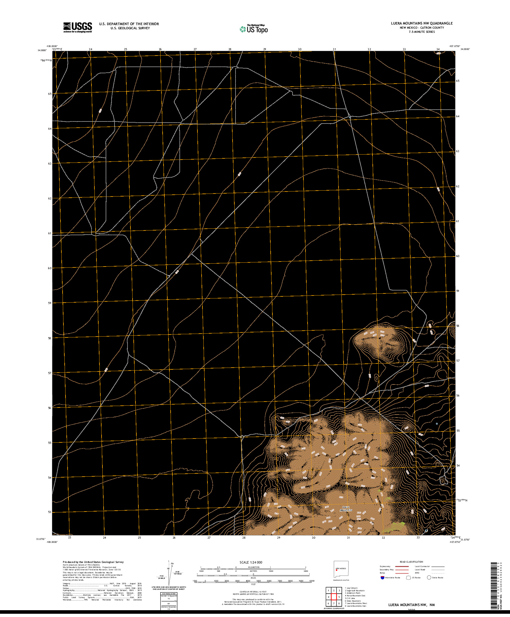 USGS US TOPO 7.5-MINUTE MAP FOR LUERA MOUNTAINS NW, NM 2020