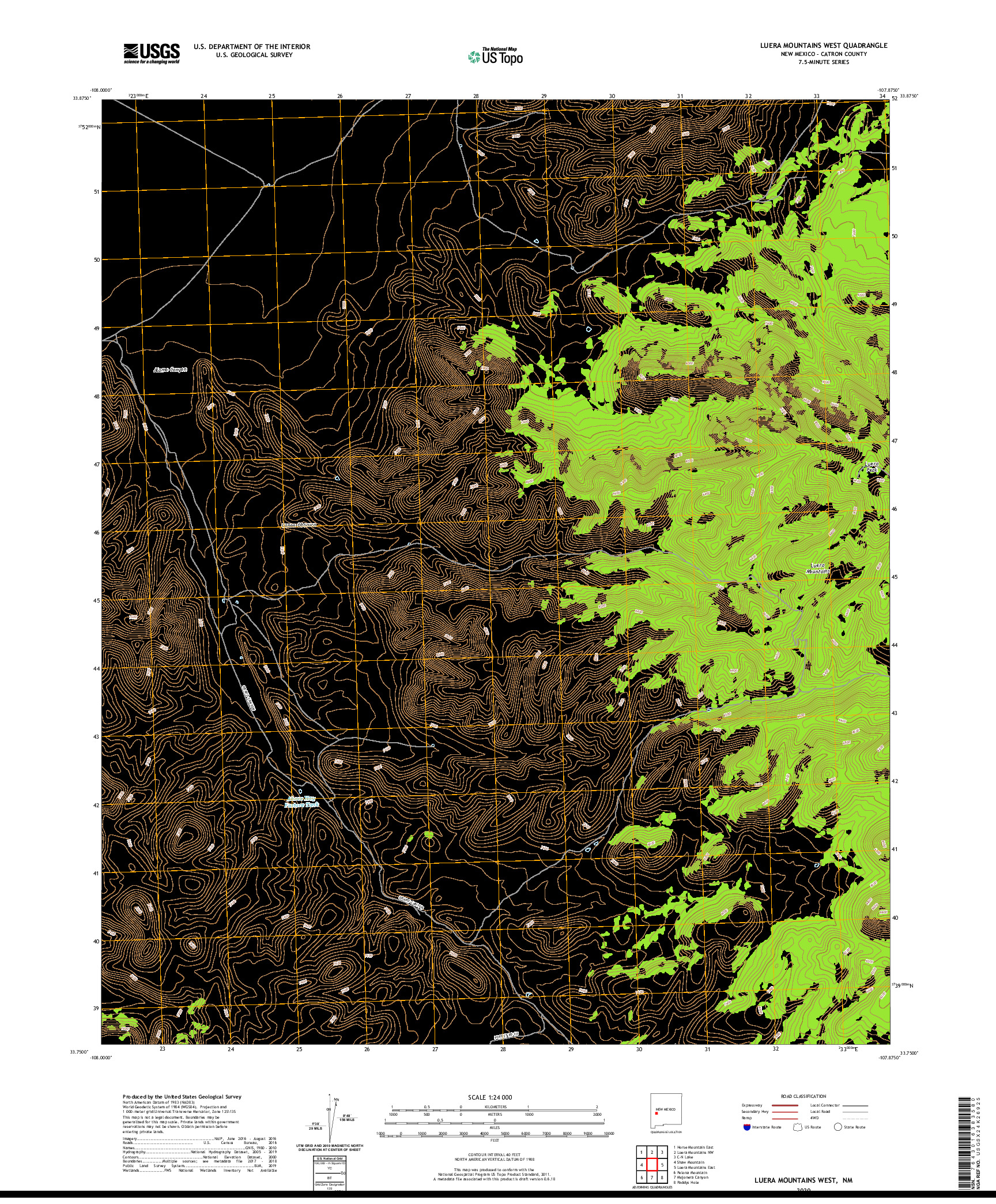 USGS US TOPO 7.5-MINUTE MAP FOR LUERA MOUNTAINS WEST, NM 2020