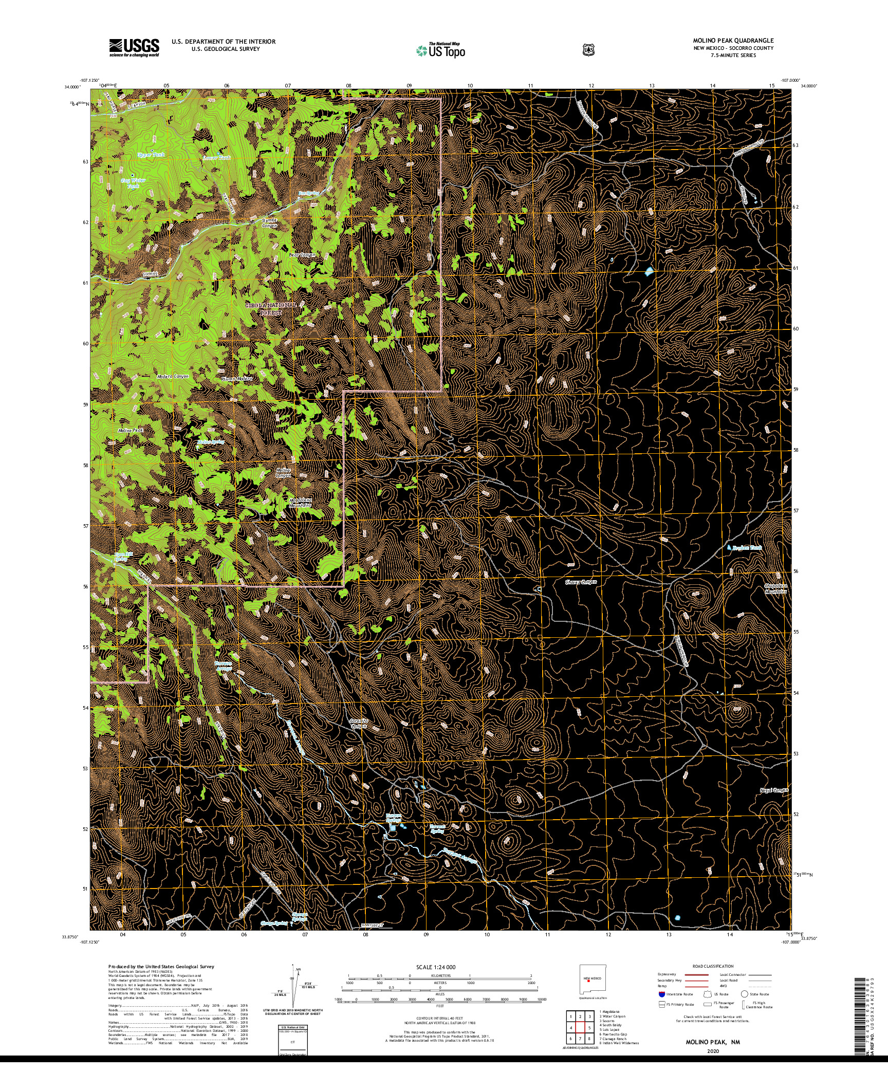 USGS US TOPO 7.5-MINUTE MAP FOR MOLINO PEAK, NM 2020