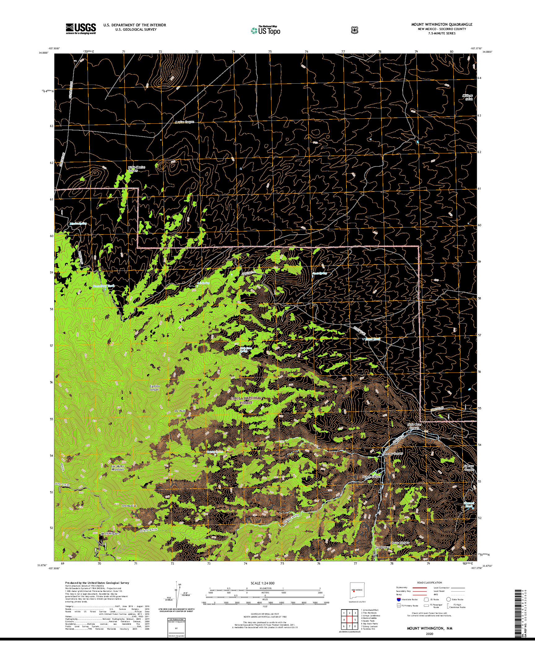 USGS US TOPO 7.5-MINUTE MAP FOR MOUNT WITHINGTON, NM 2020