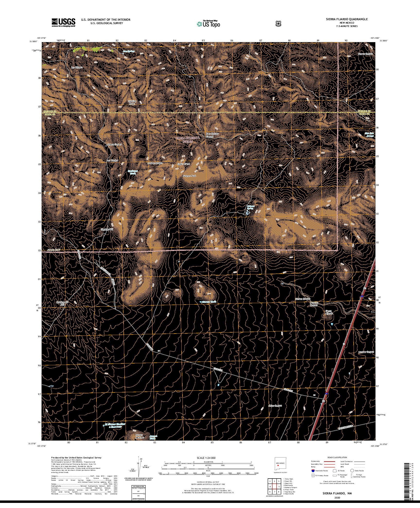 USGS US TOPO 7.5-MINUTE MAP FOR SIERRA FIJARDO, NM 2020