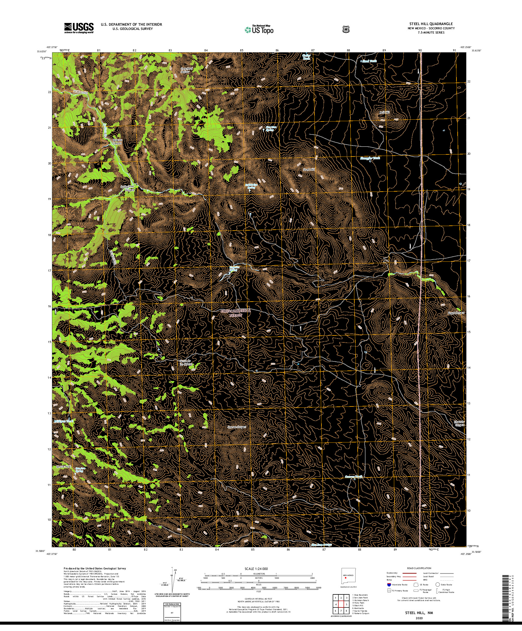 USGS US TOPO 7.5-MINUTE MAP FOR STEEL HILL, NM 2020