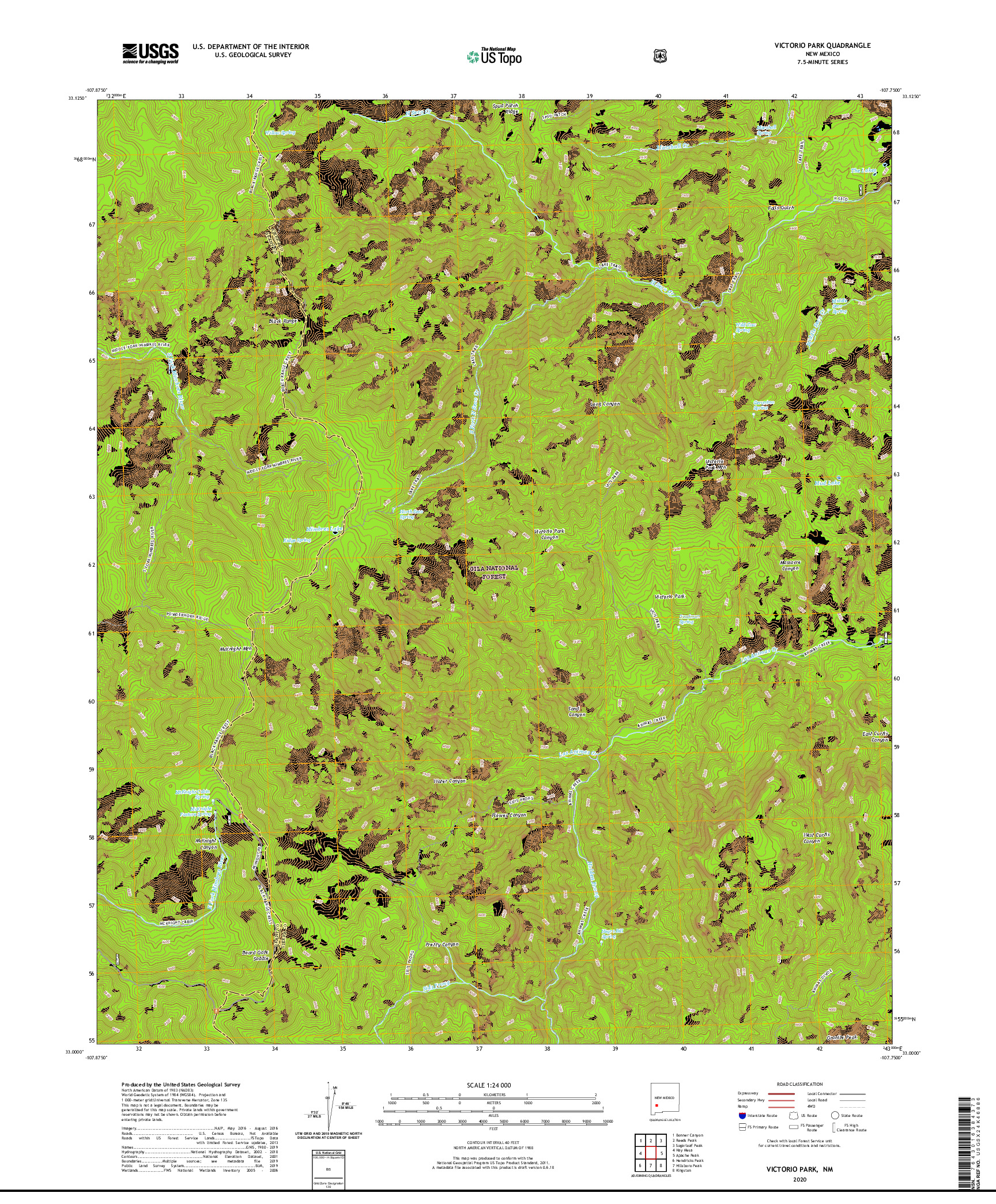 USGS US TOPO 7.5-MINUTE MAP FOR VICTORIO PARK, NM 2020