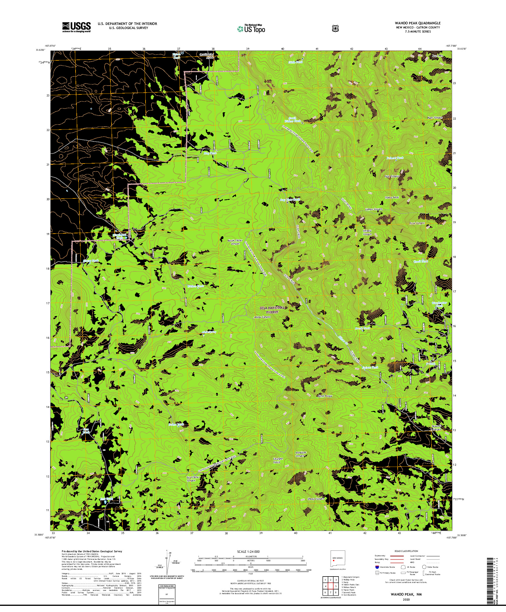 USGS US TOPO 7.5-MINUTE MAP FOR WAHOO PEAK, NM 2020