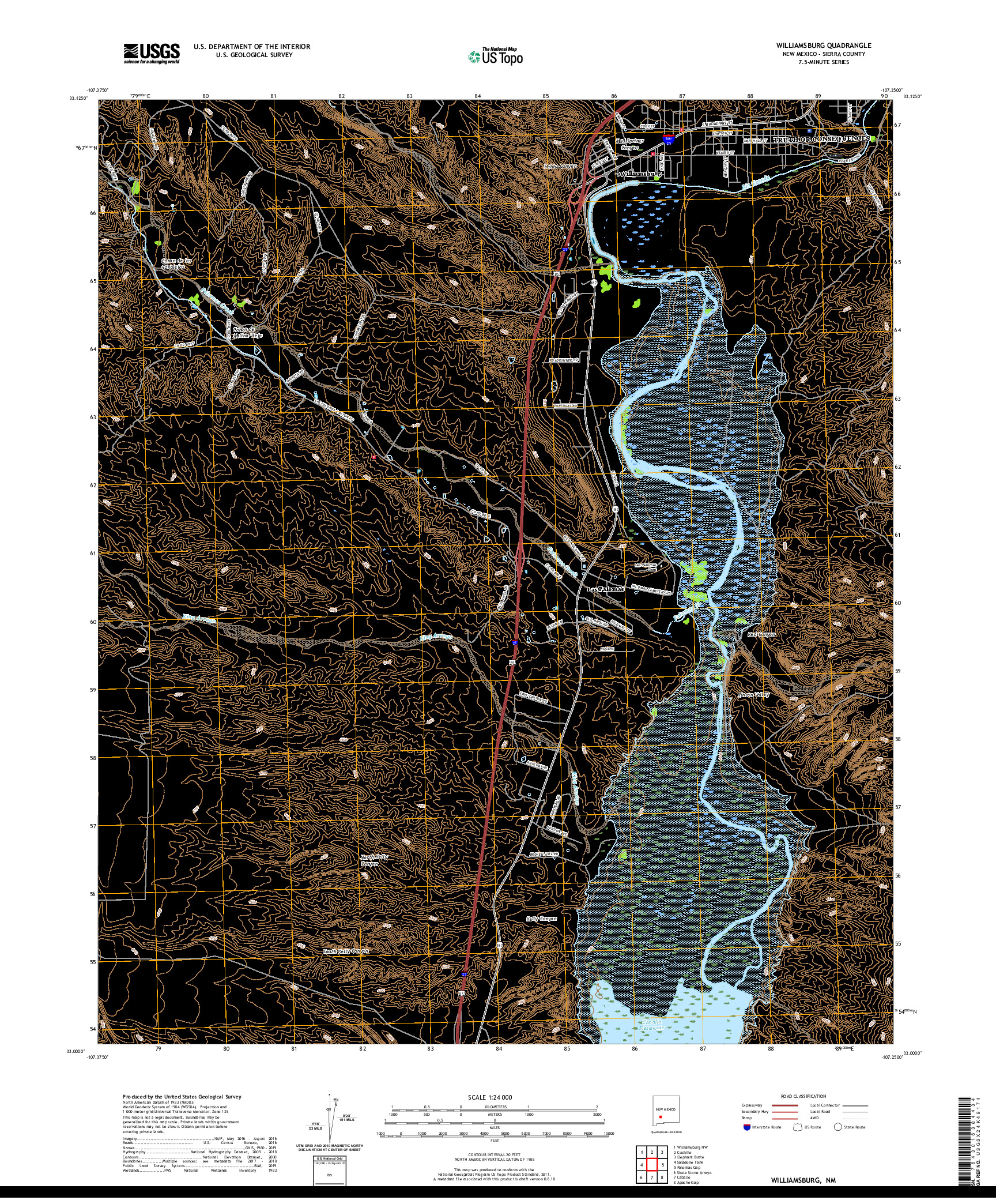 USGS US TOPO 7.5-MINUTE MAP FOR WILLIAMSBURG, NM 2020